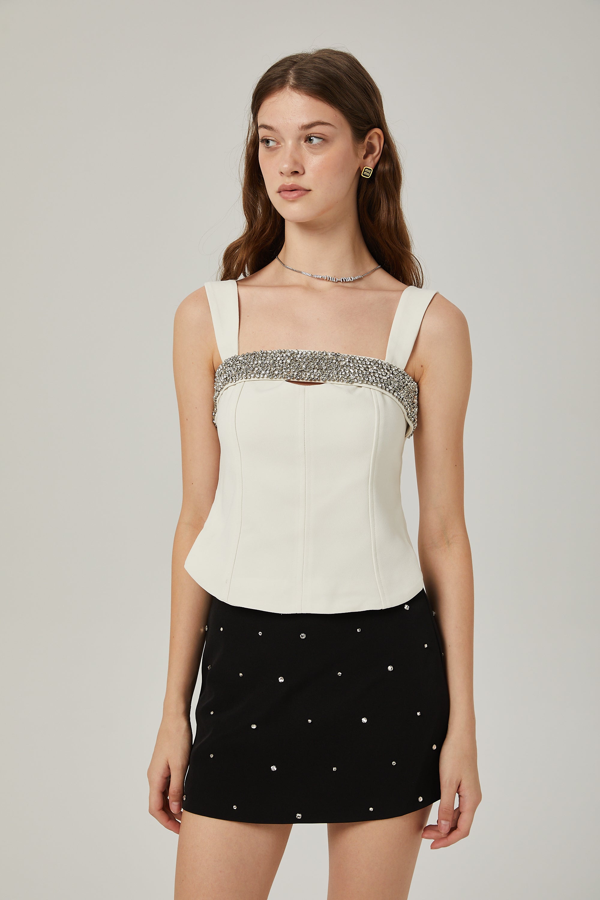 Blanche crystal-embellished top