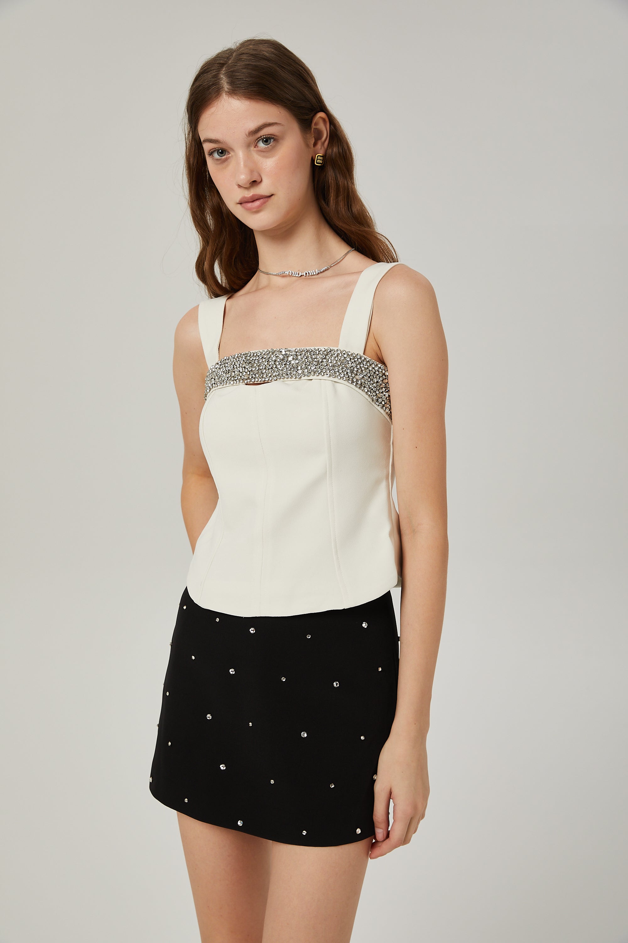 Blanche crystal-embellished top