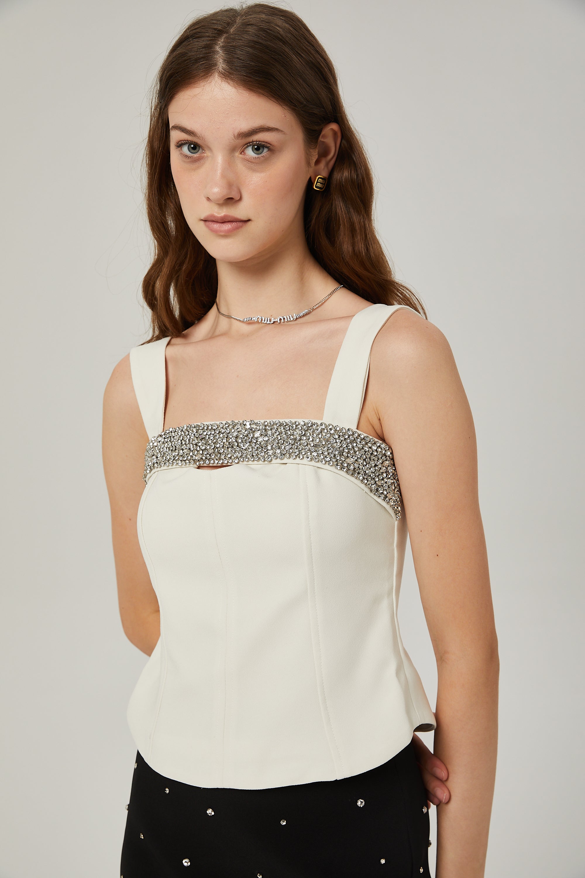 Blanche crystal-embellished top