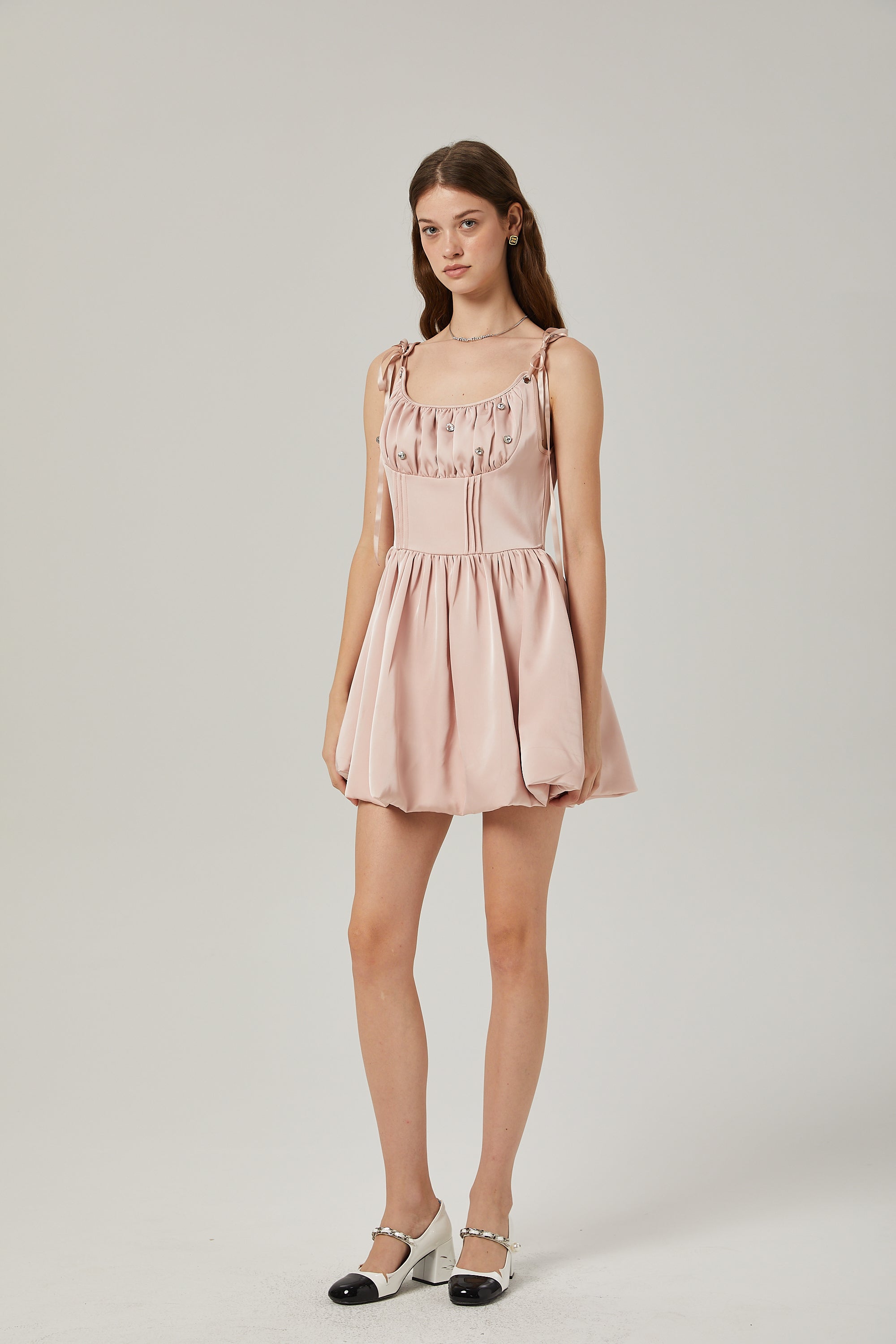 Axelle pleated crystal embellished mini dress