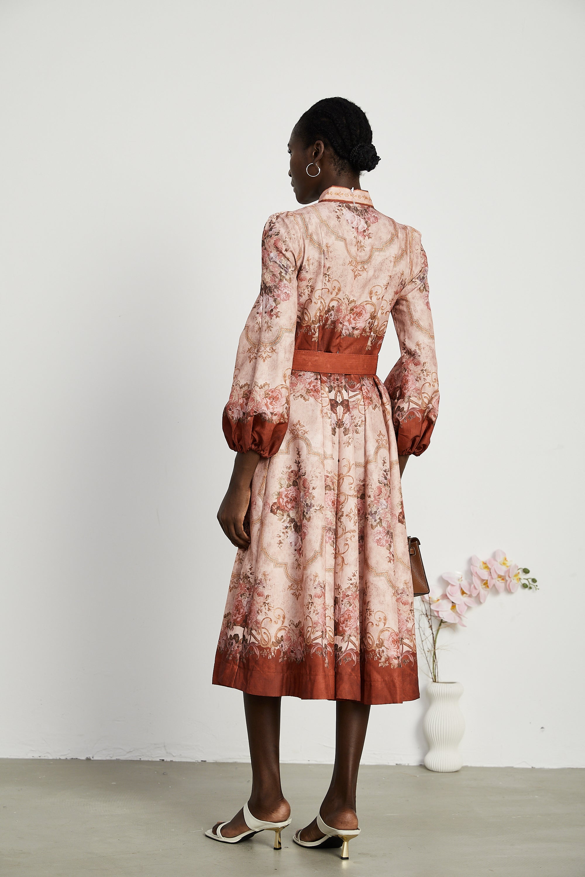 Pénélope crystal-button floral-print midi dress