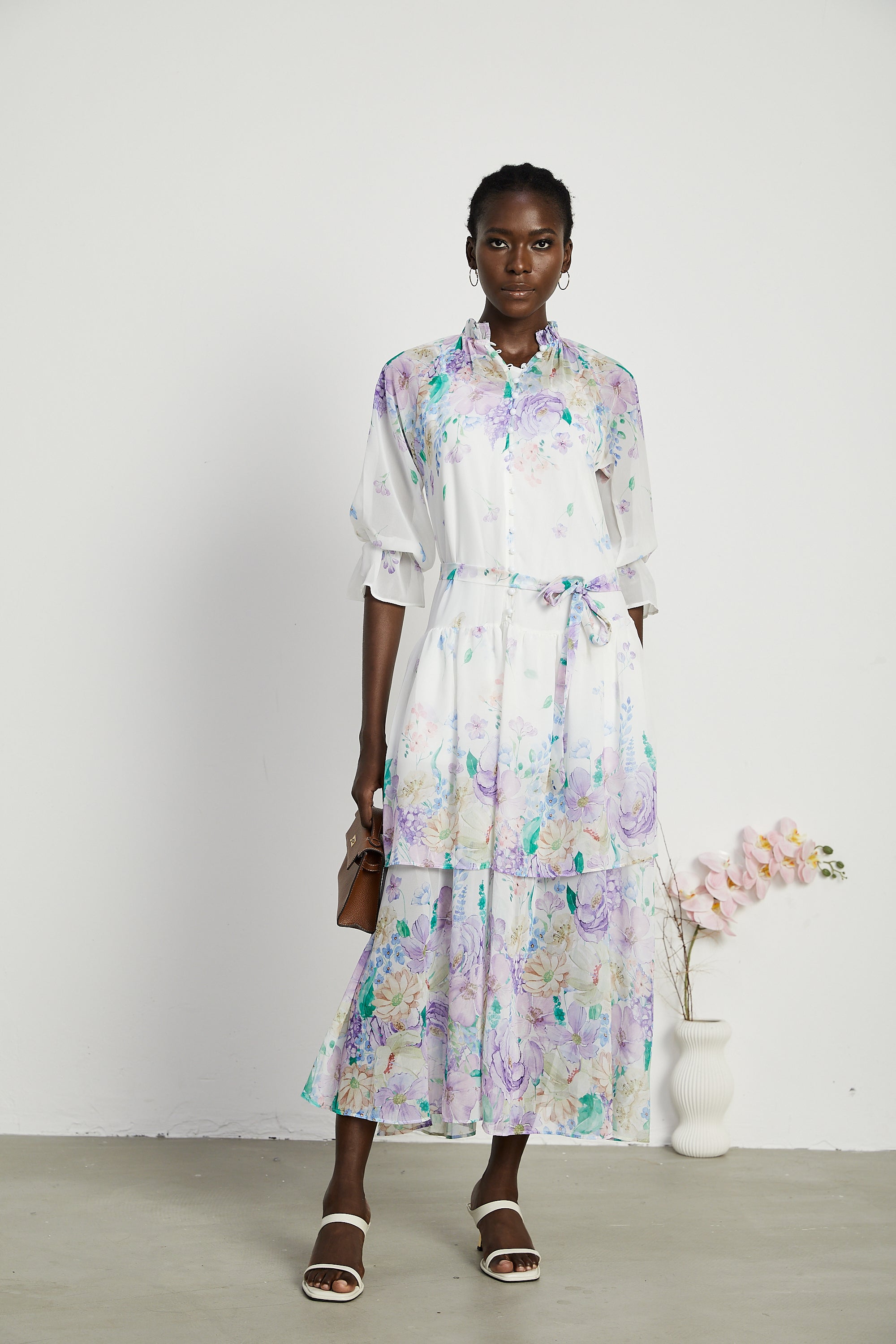 Cyrielle layered floral-print midi dress