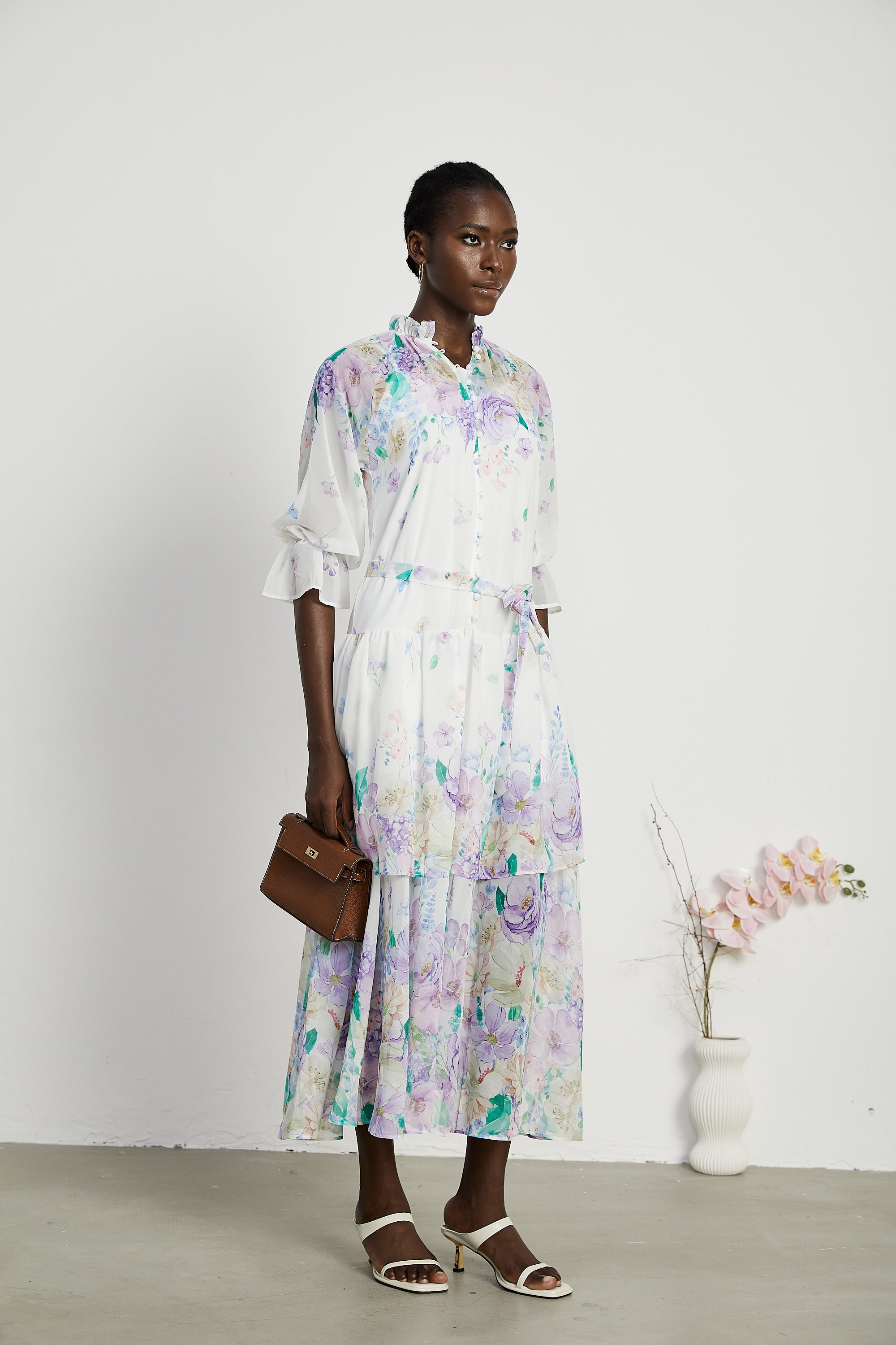 Cyrielle layered floral-print midi dress