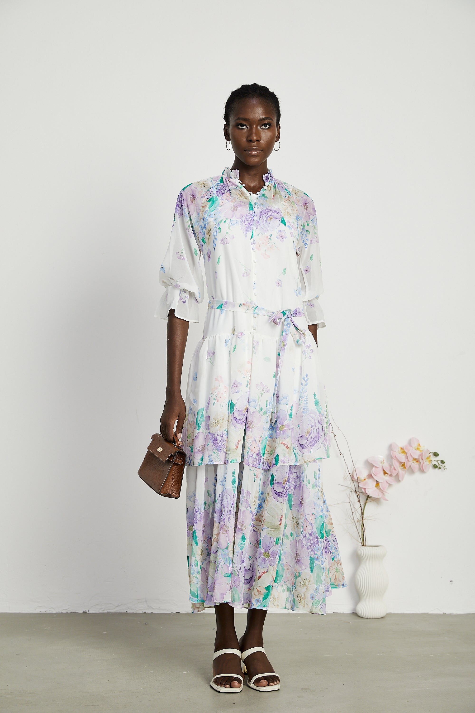 Cyrielle layered floral-print midi dress