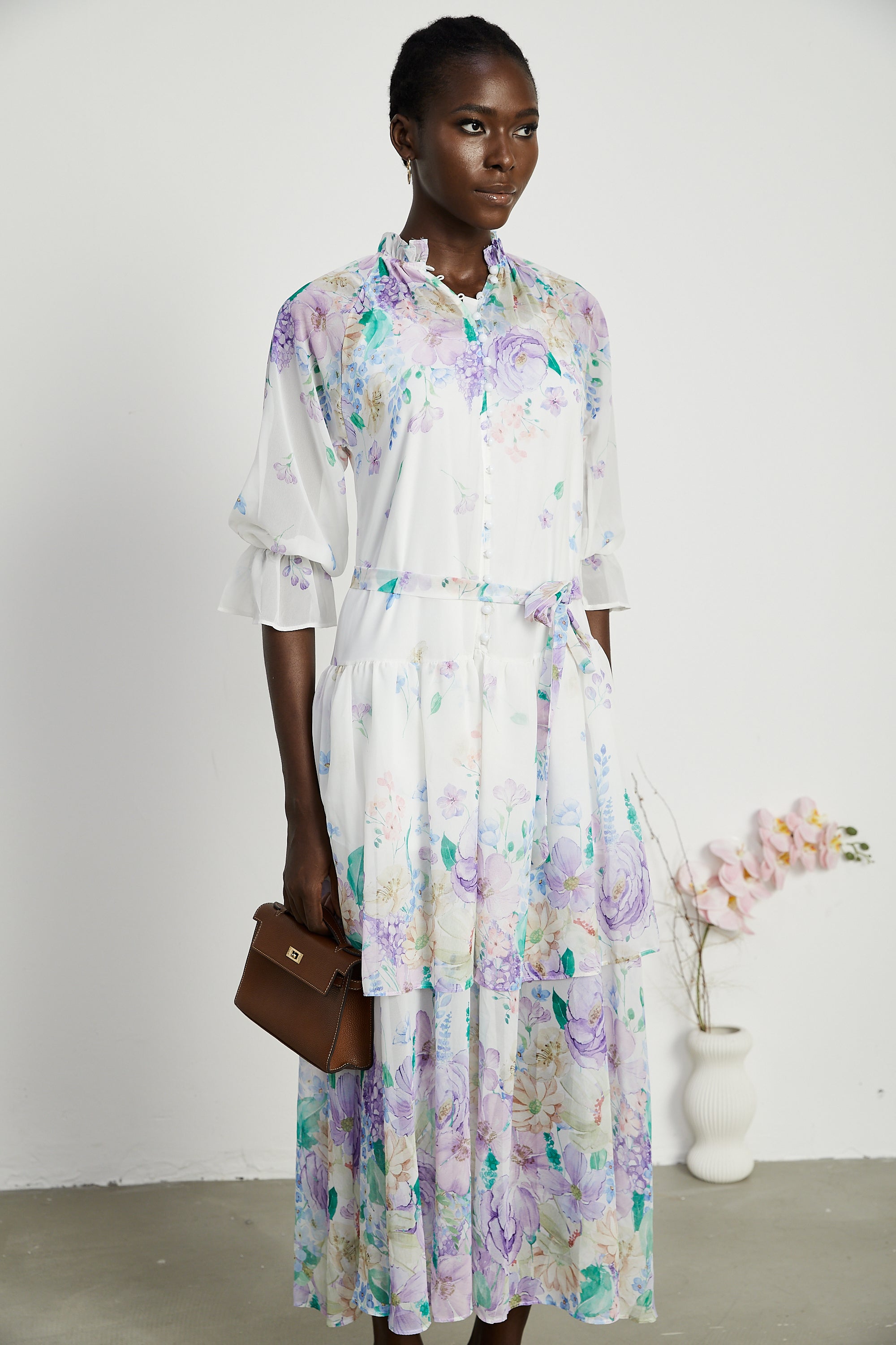 Cyrielle layered floral-print midi dress