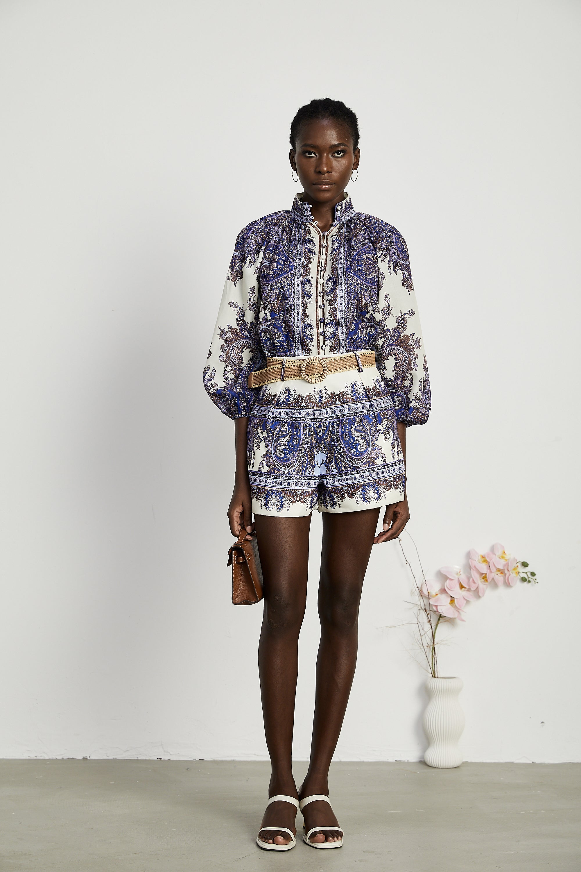 Mélisande pattern-print shirt & shorts matching set