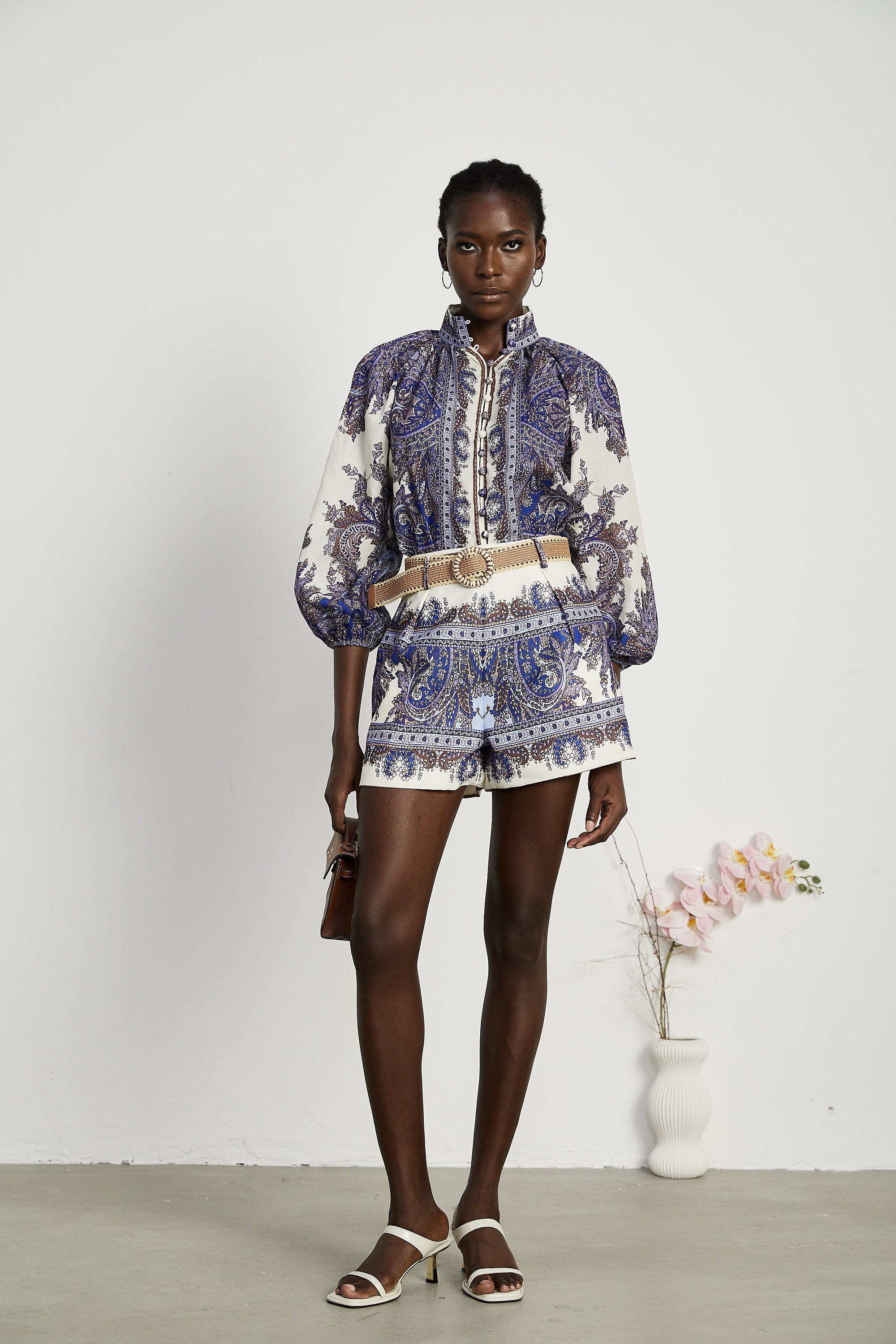 Mélisande pattern-print shirt & shorts matching set