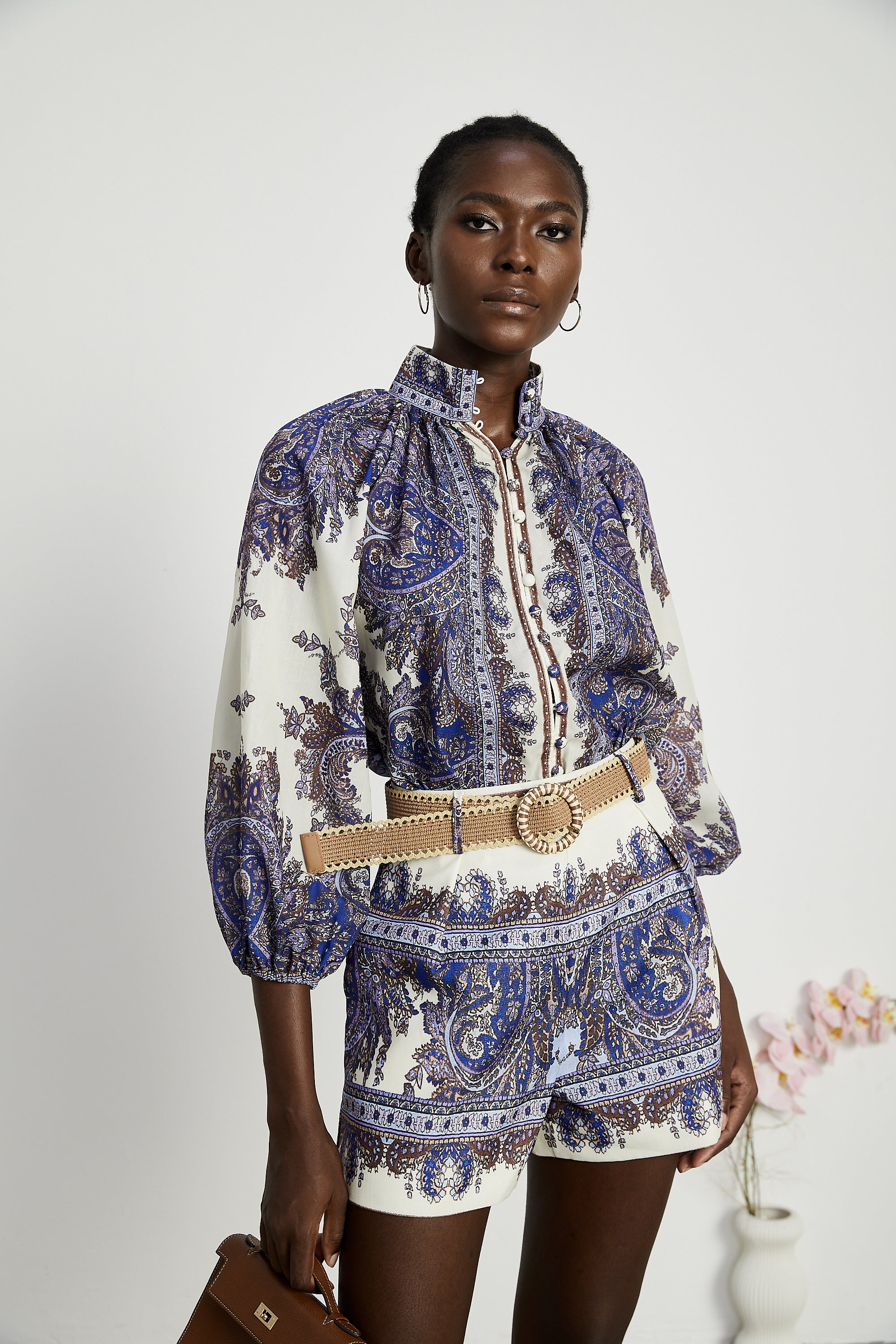 Mélisande pattern-print shirt & shorts matching set