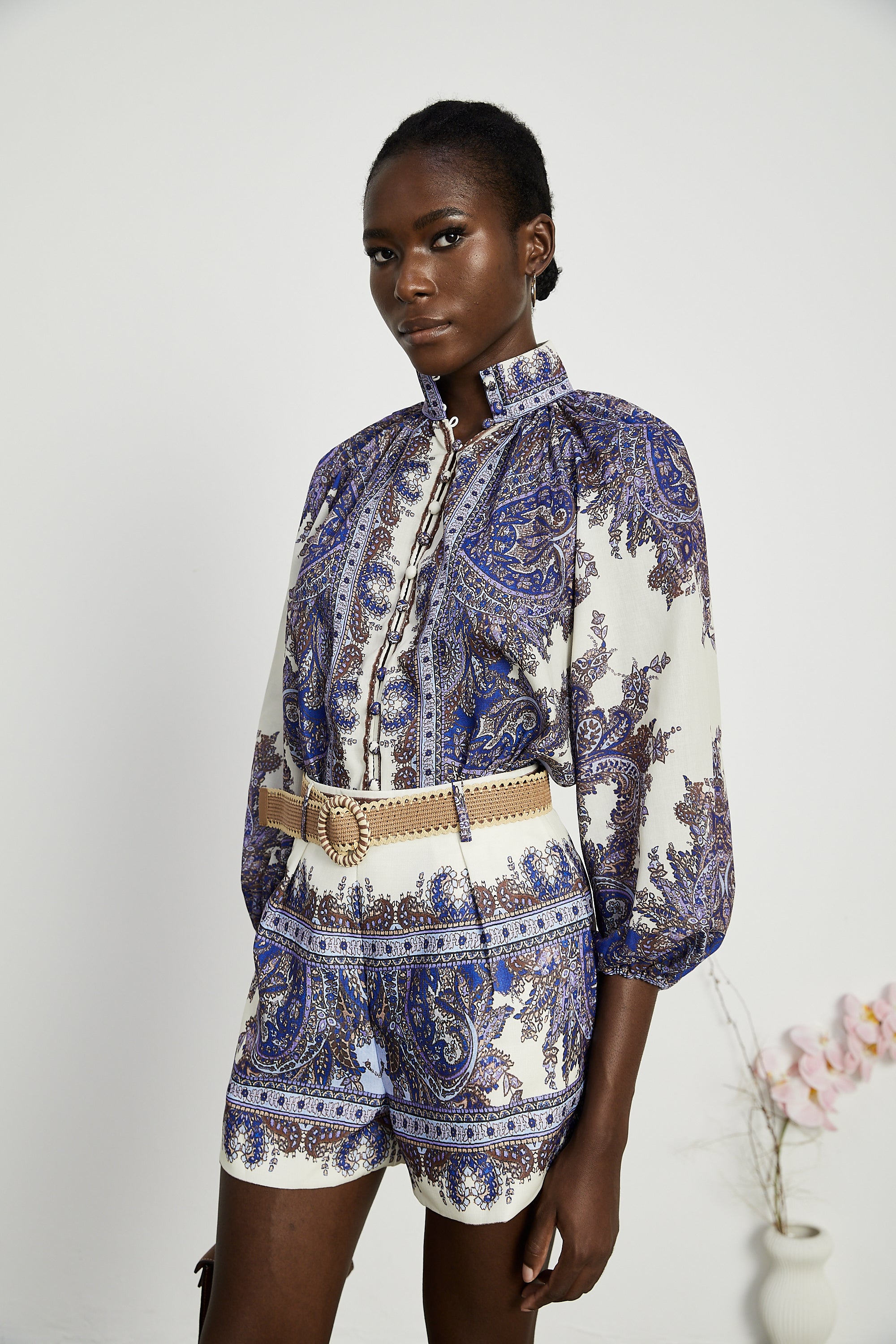 Mélisande pattern-print shirt & shorts matching set