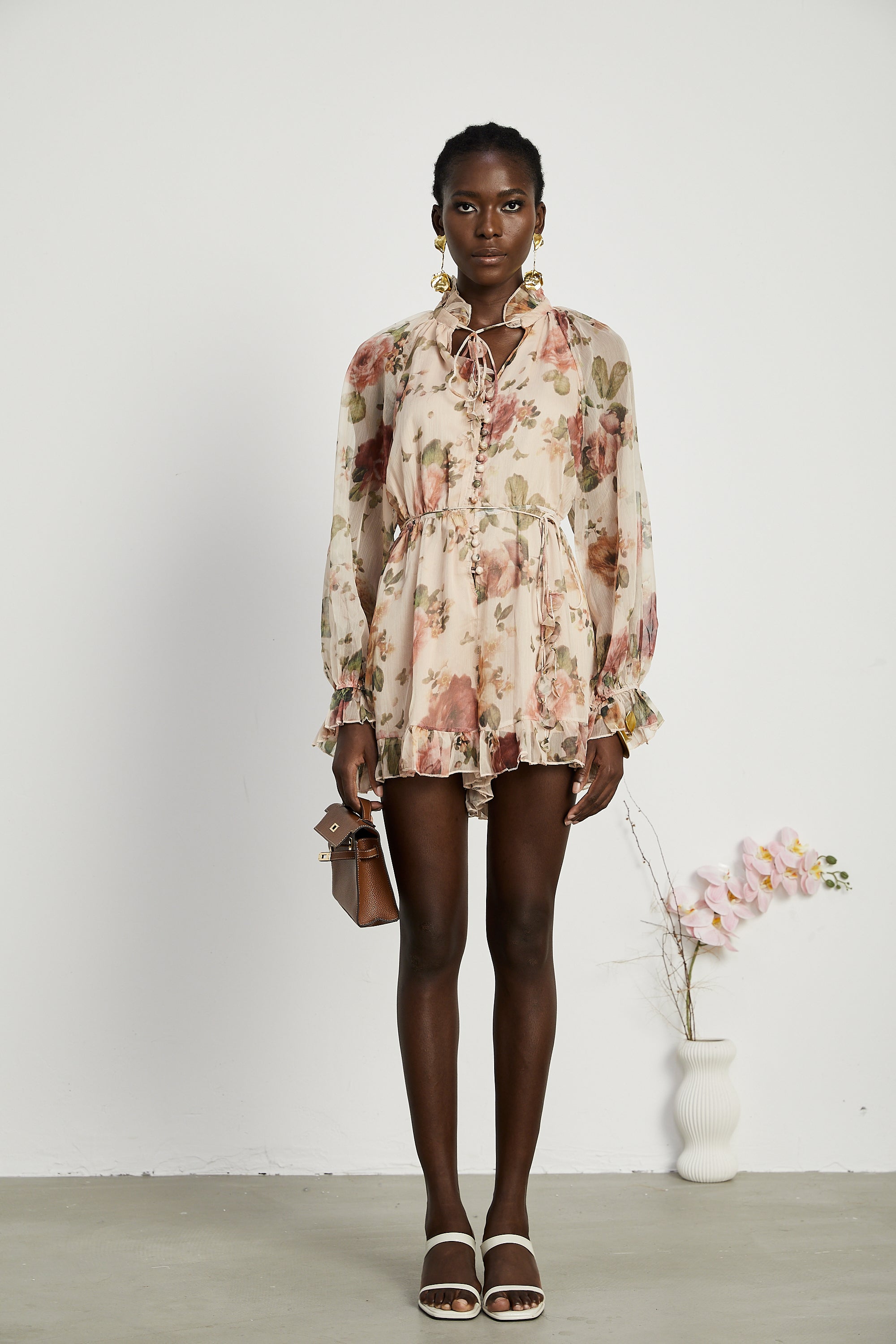 Tilda floral-print gathered mini dress