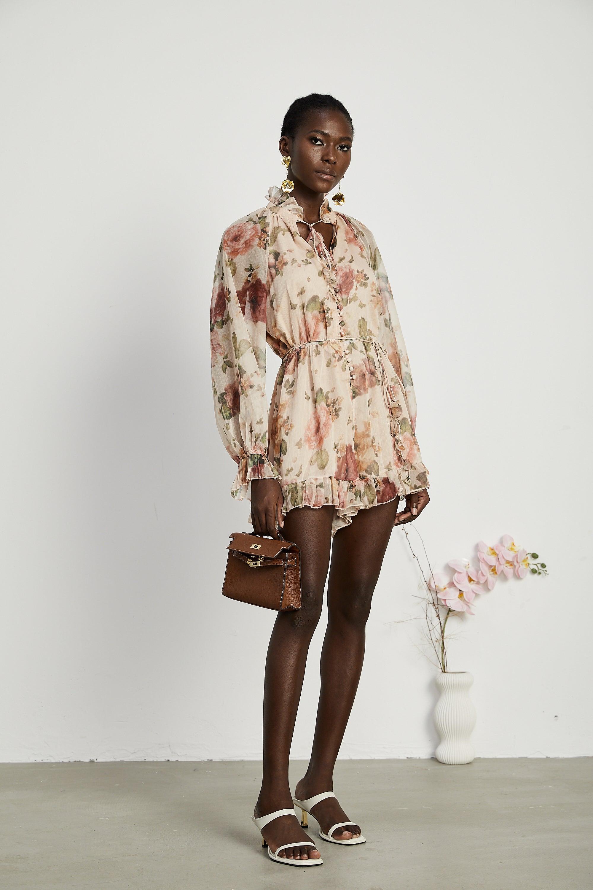 Tilda floral-print gathered mini dress