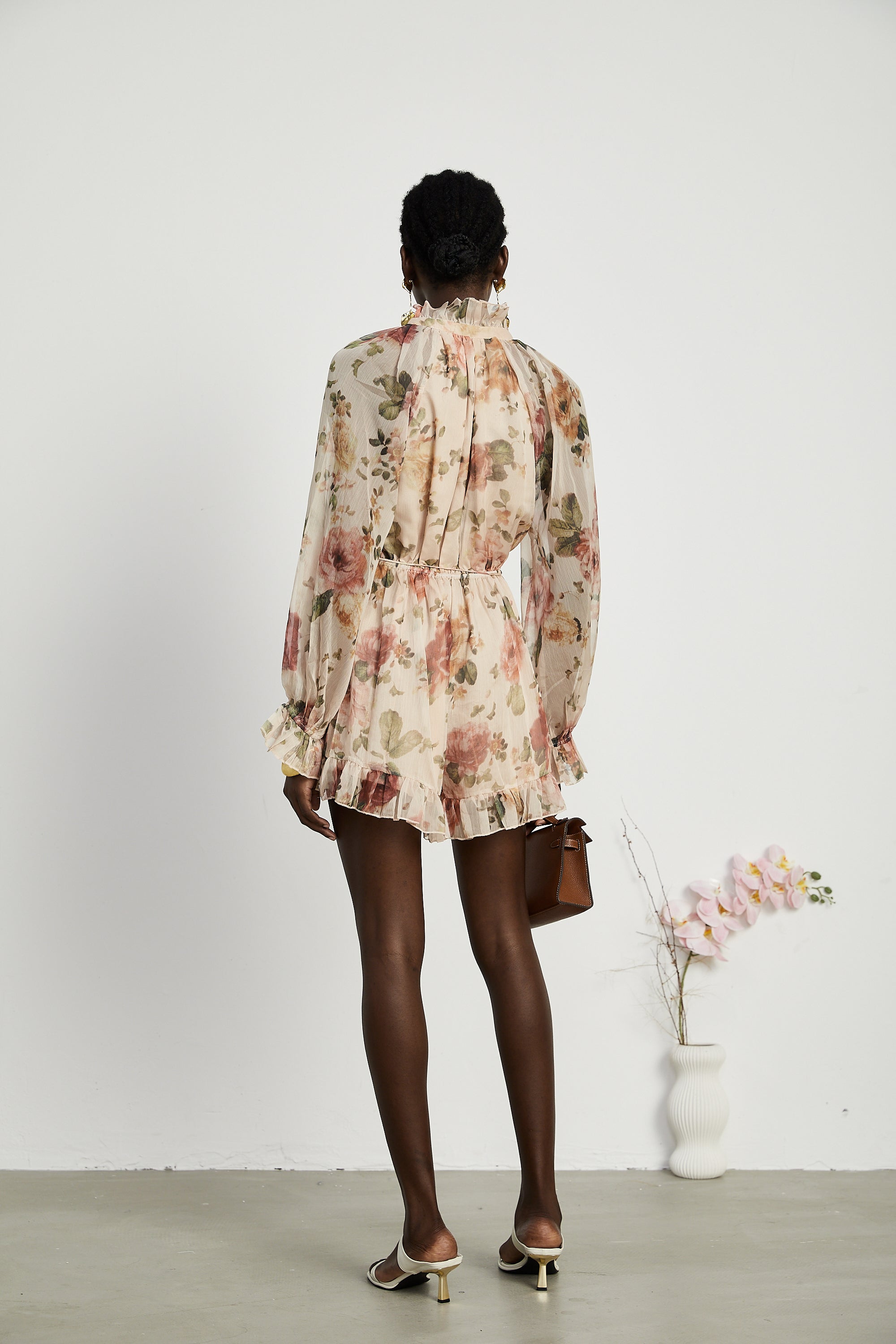 Tilda floral-print gathered mini dress