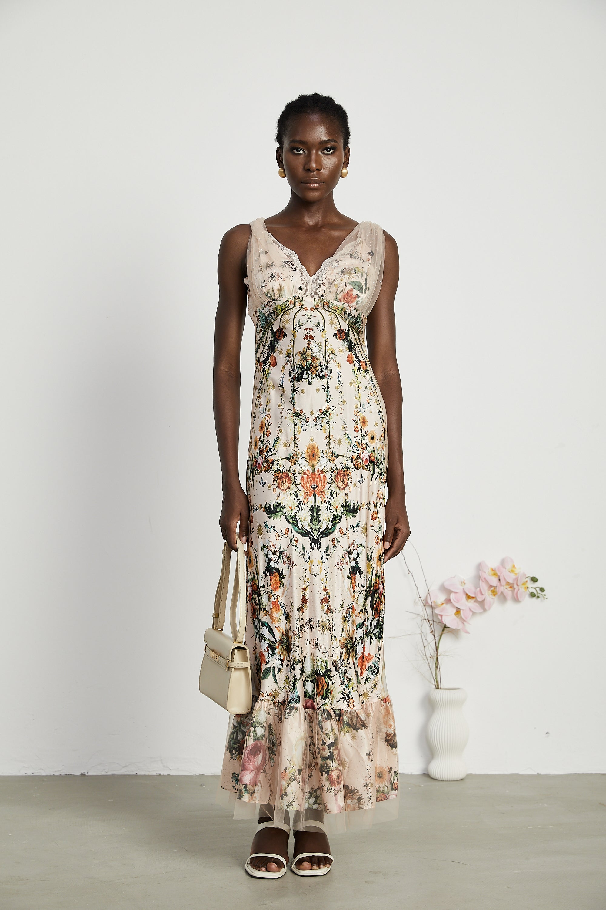 Solada embellished floral-print maxi dress