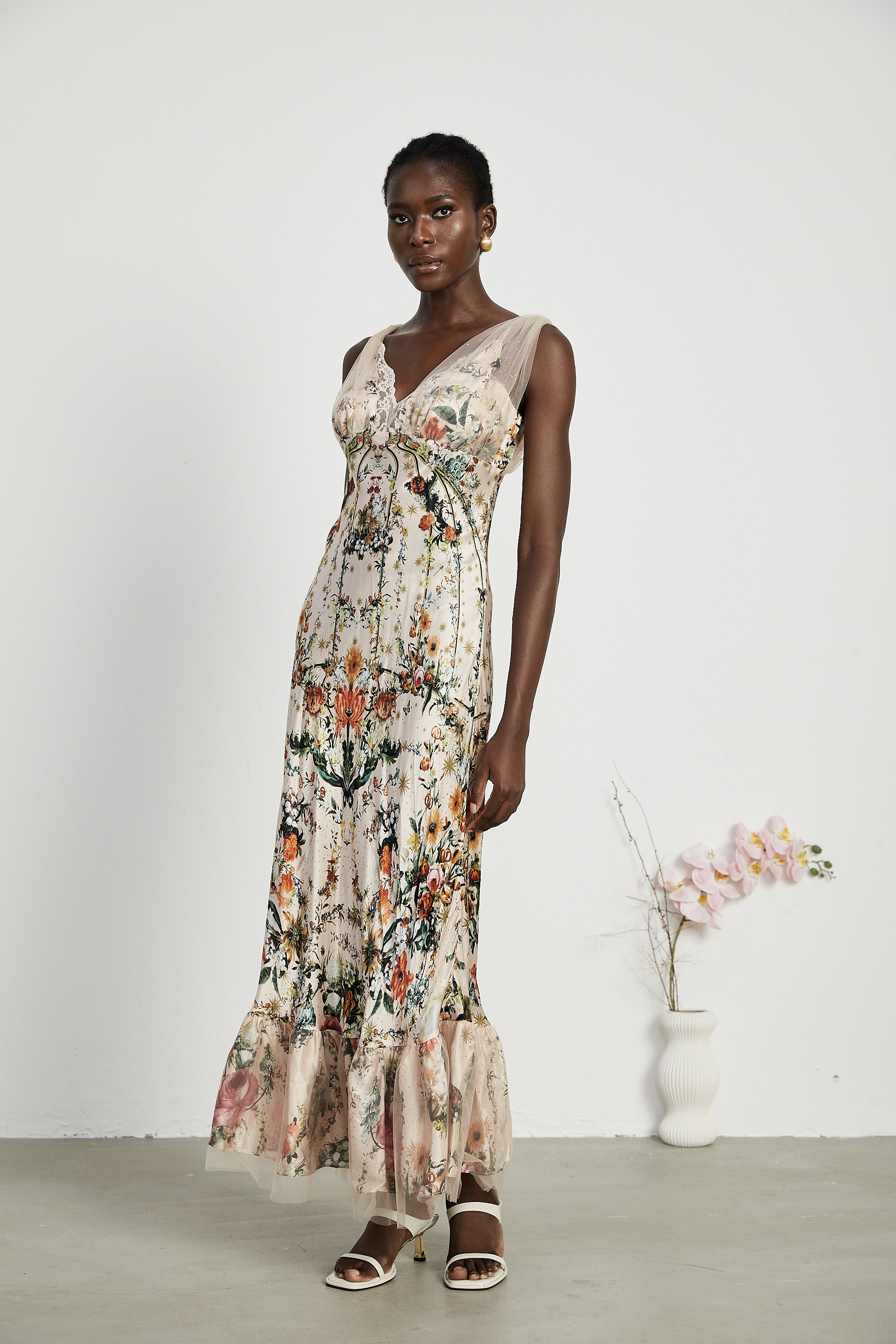 Solada embellished floral-print maxi dress