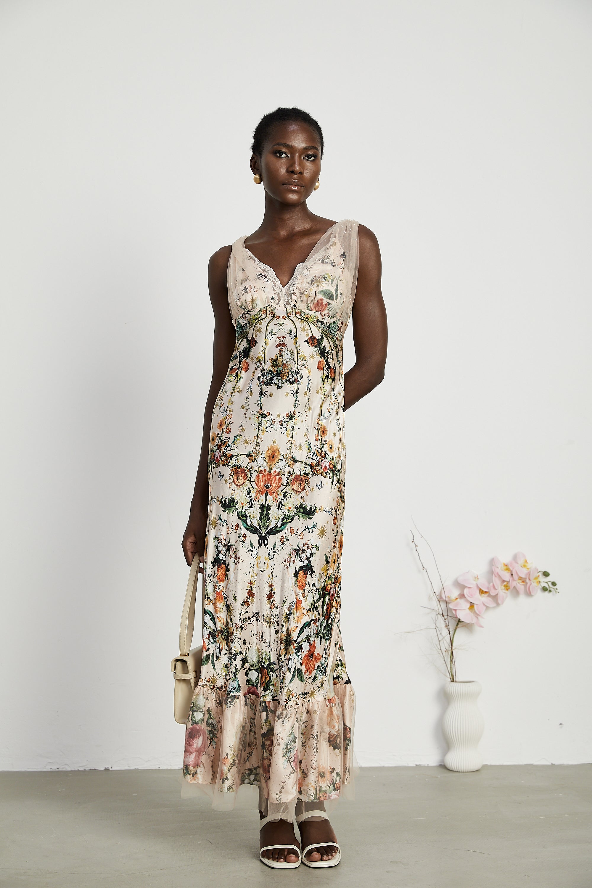 Solada embellished floral-print maxi dress