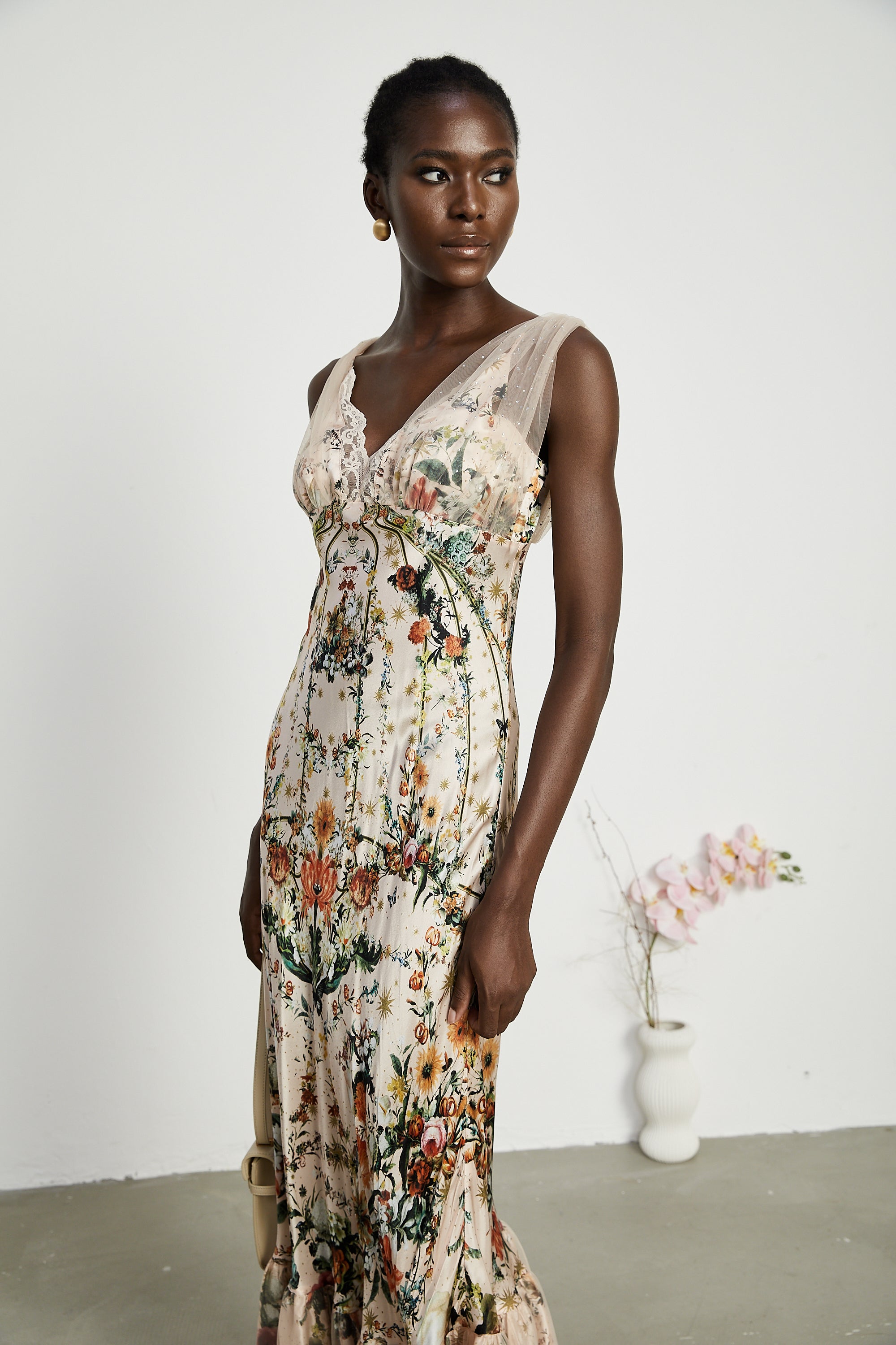 Solada embellished floral-print maxi dress