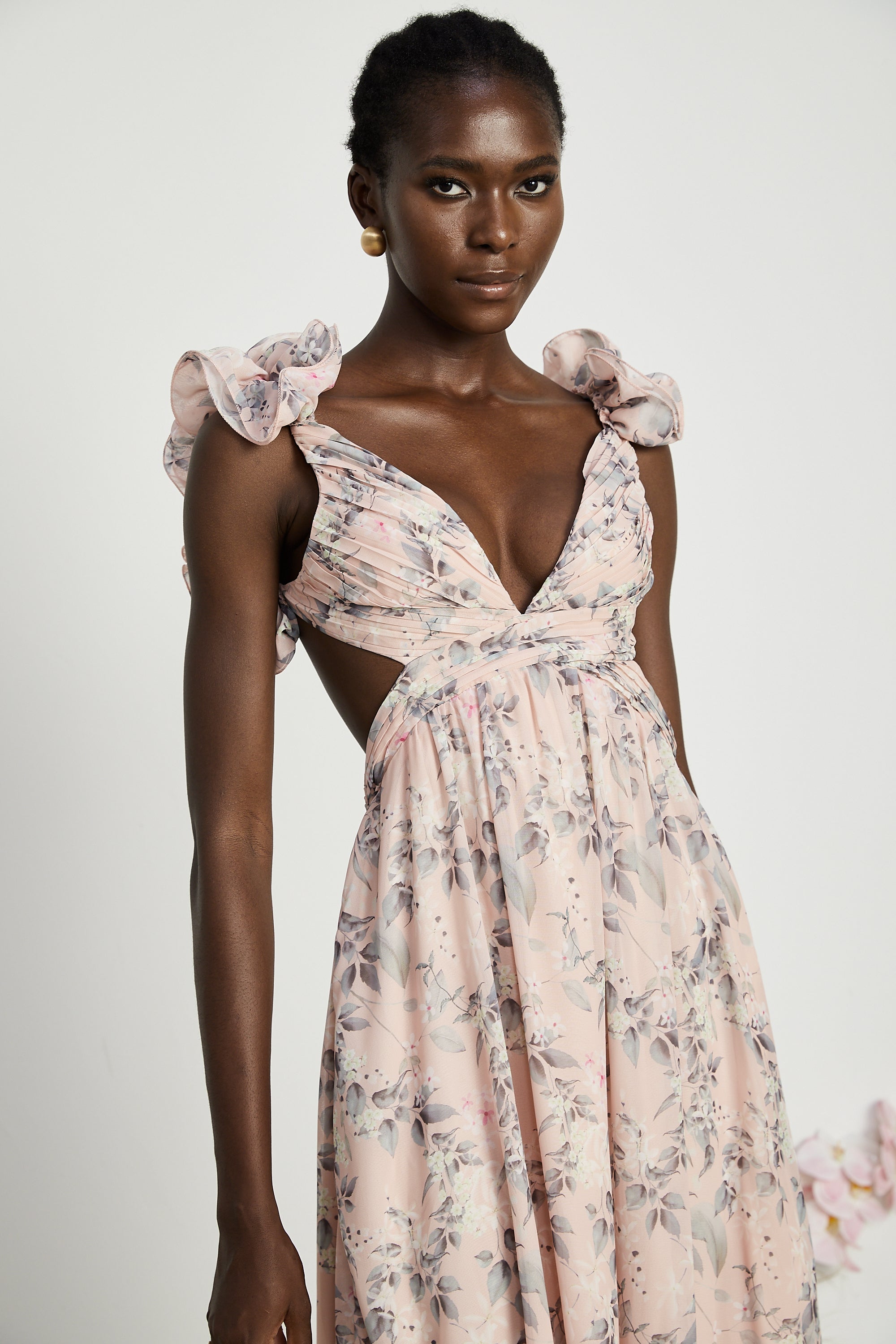 Véronique cut-out floral printed maxi dress