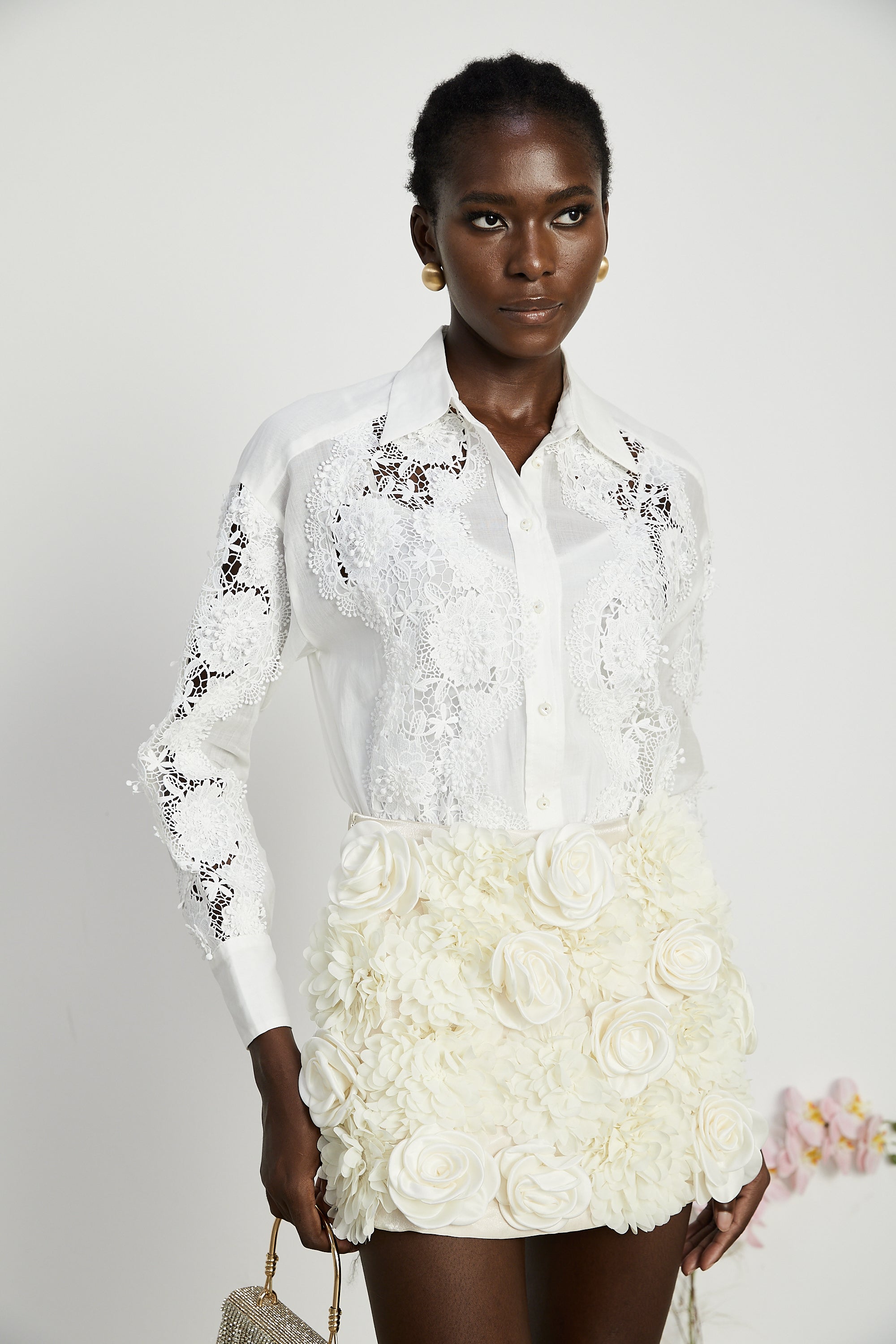 Axelle lace-embroidered cut-out shirt