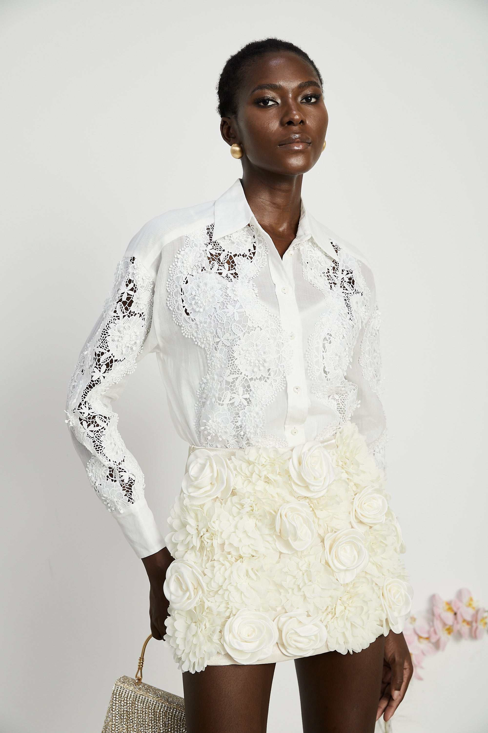 Axelle lace-embroidered cut-out shirt