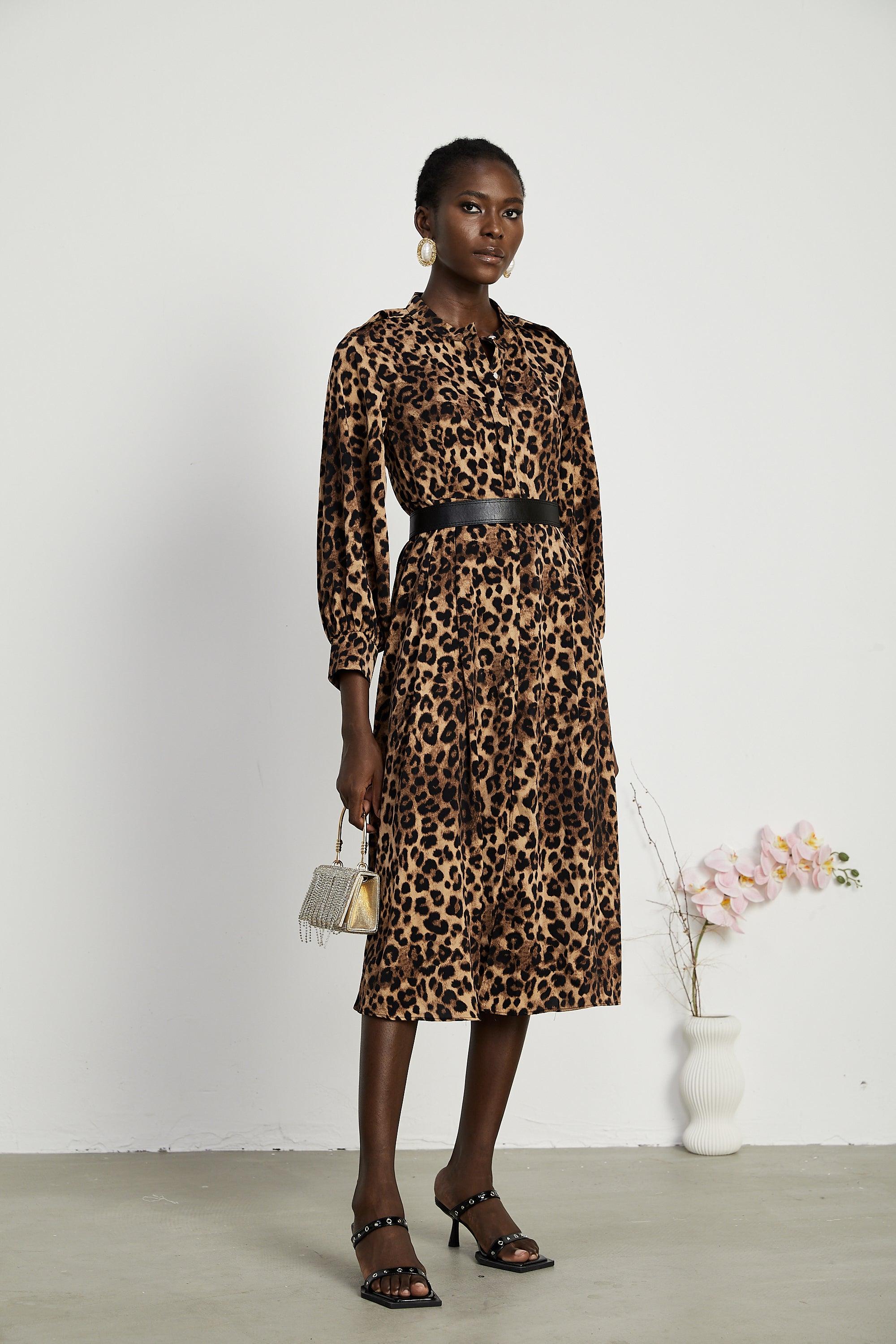 Geneviève leopard-print midi dress