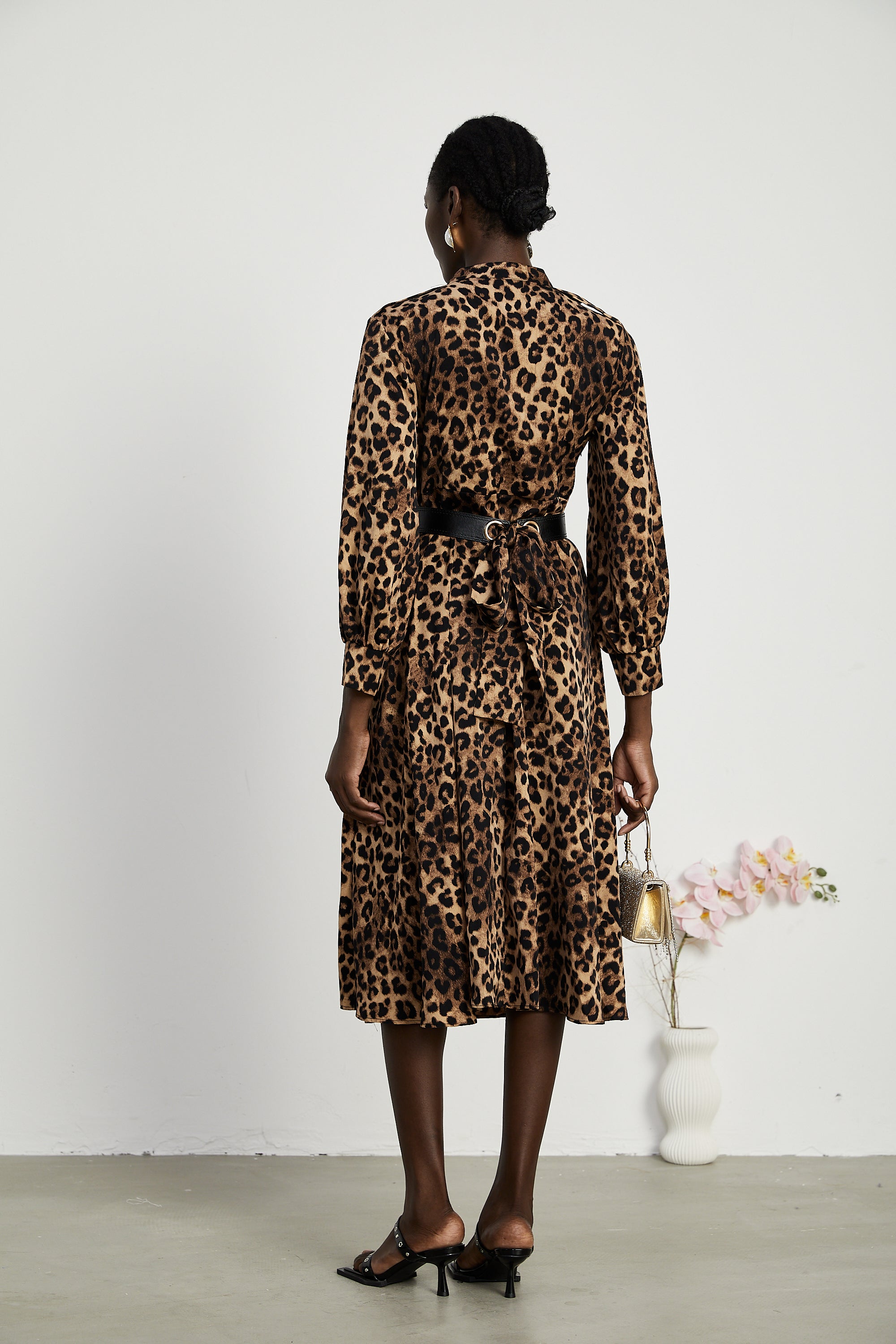 Geneviève leopard-print midi dress