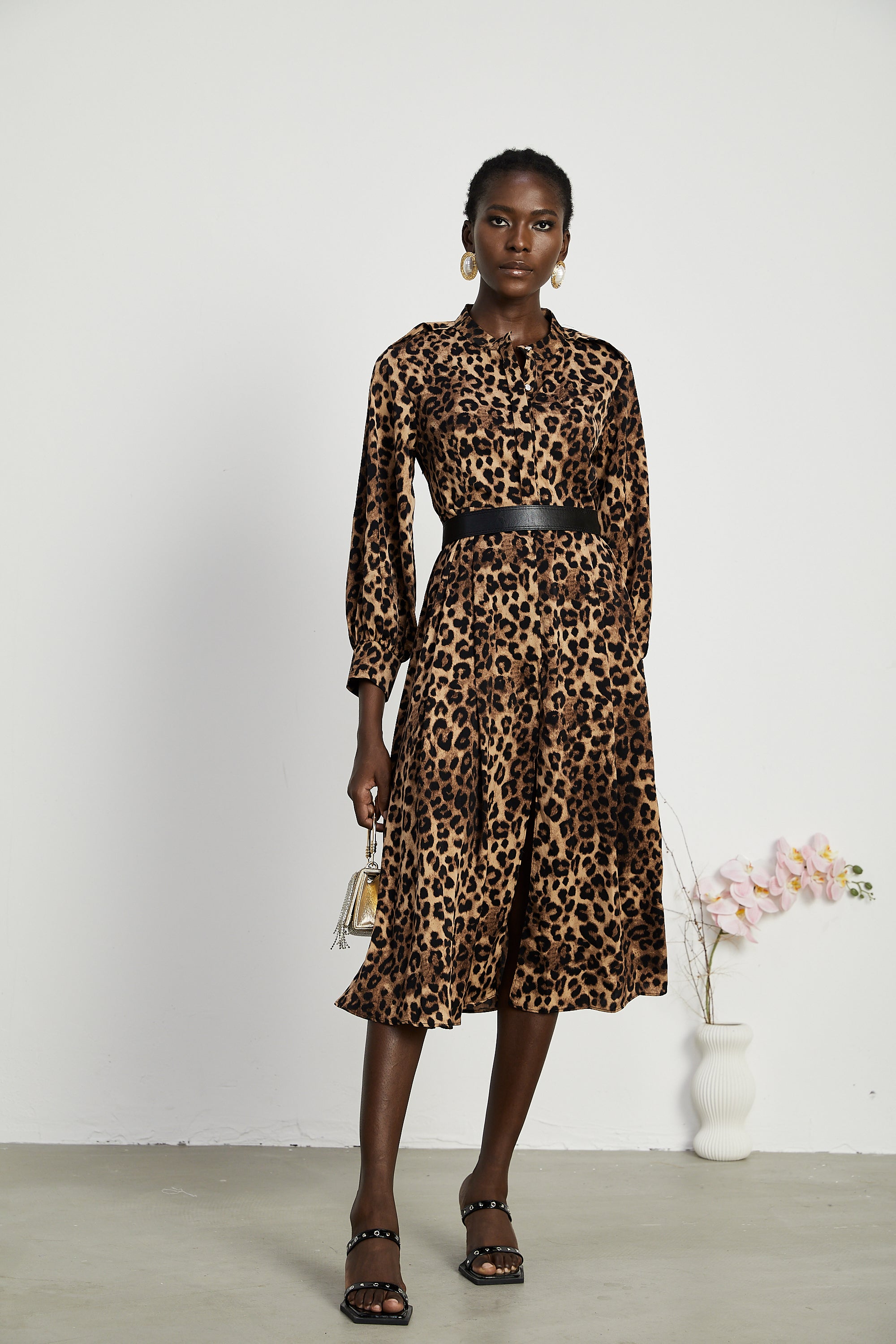 Geneviève leopard-print midi dress