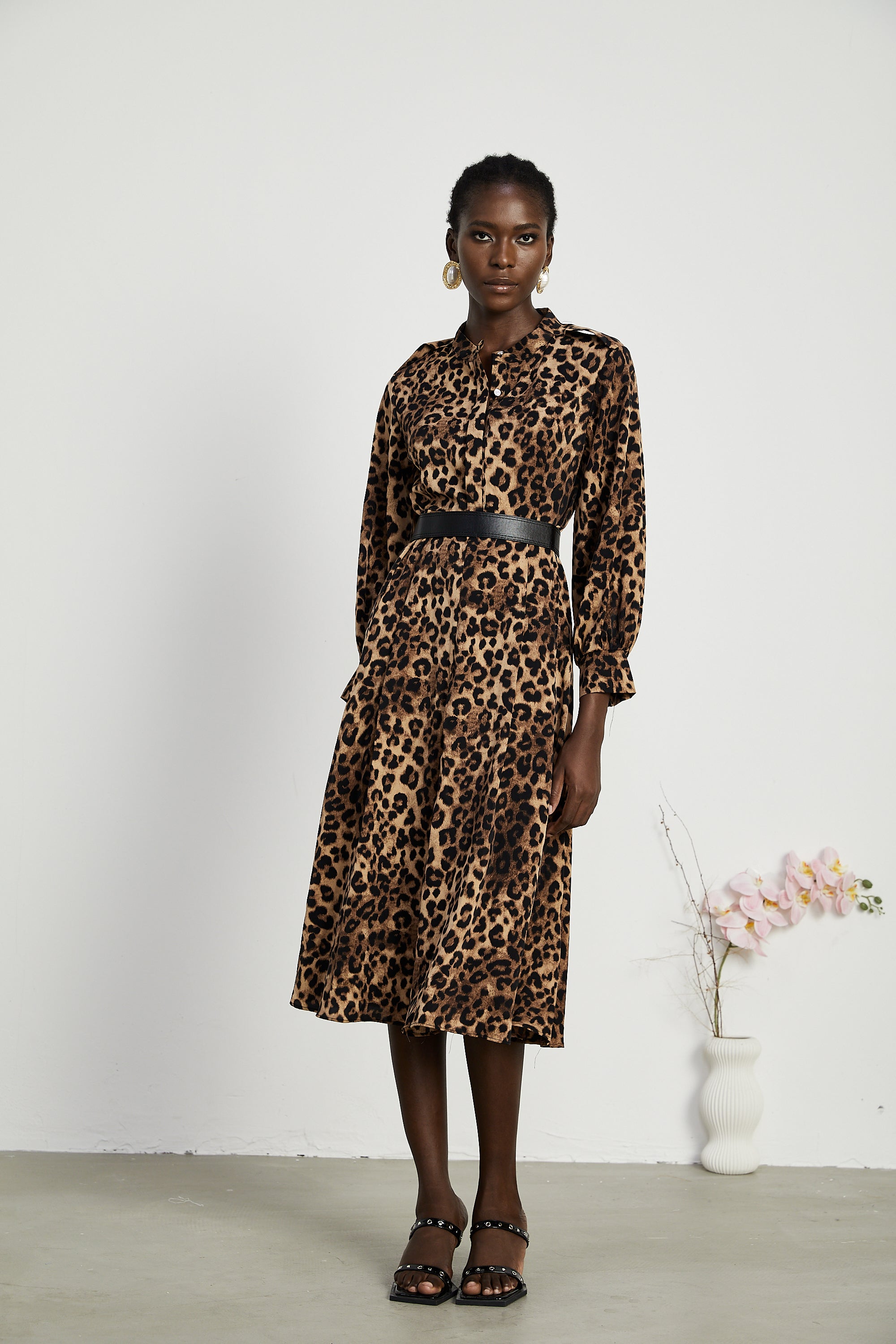 Geneviève leopard-print midi dress