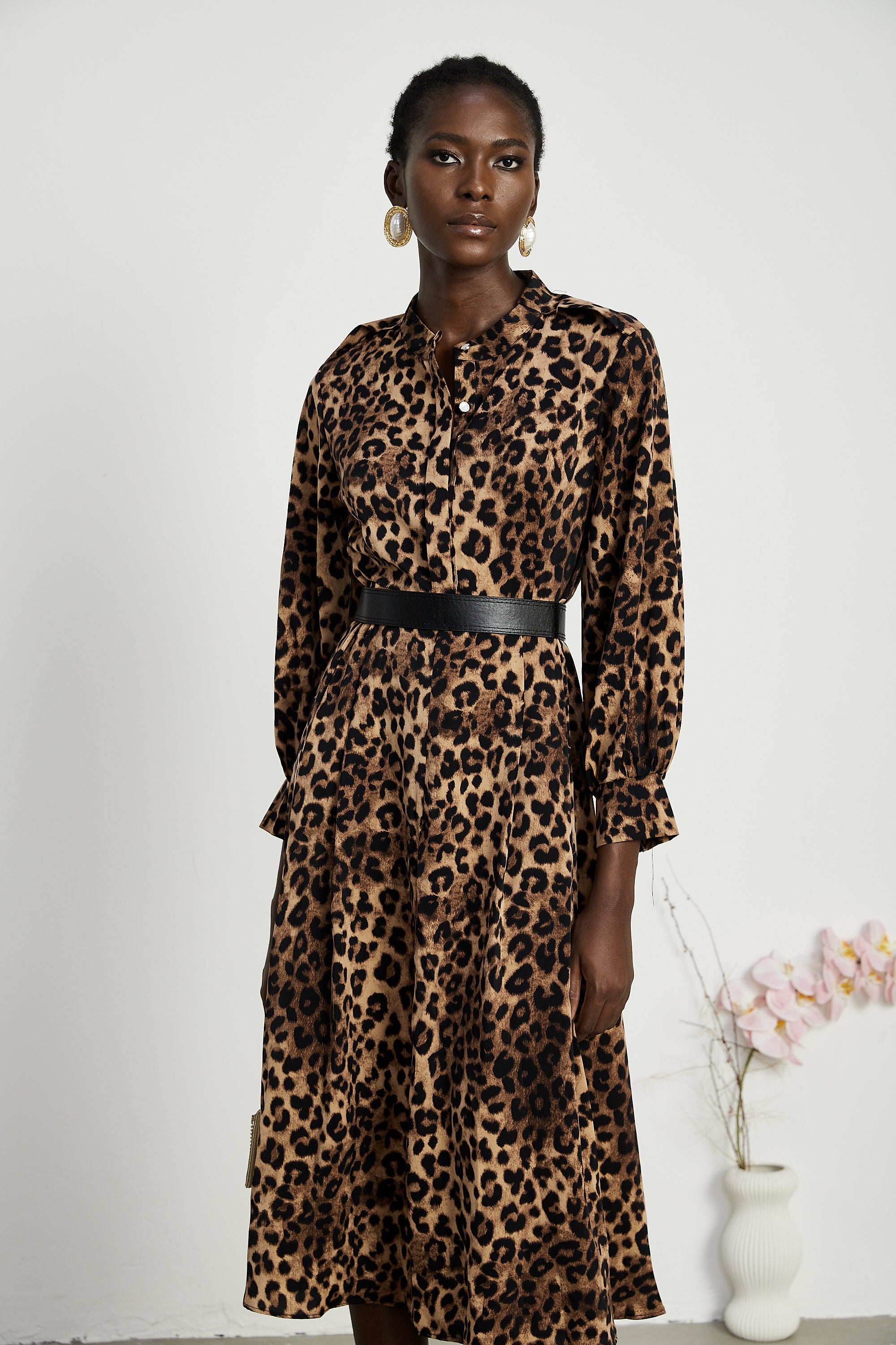 Geneviève leopard-print midi dress