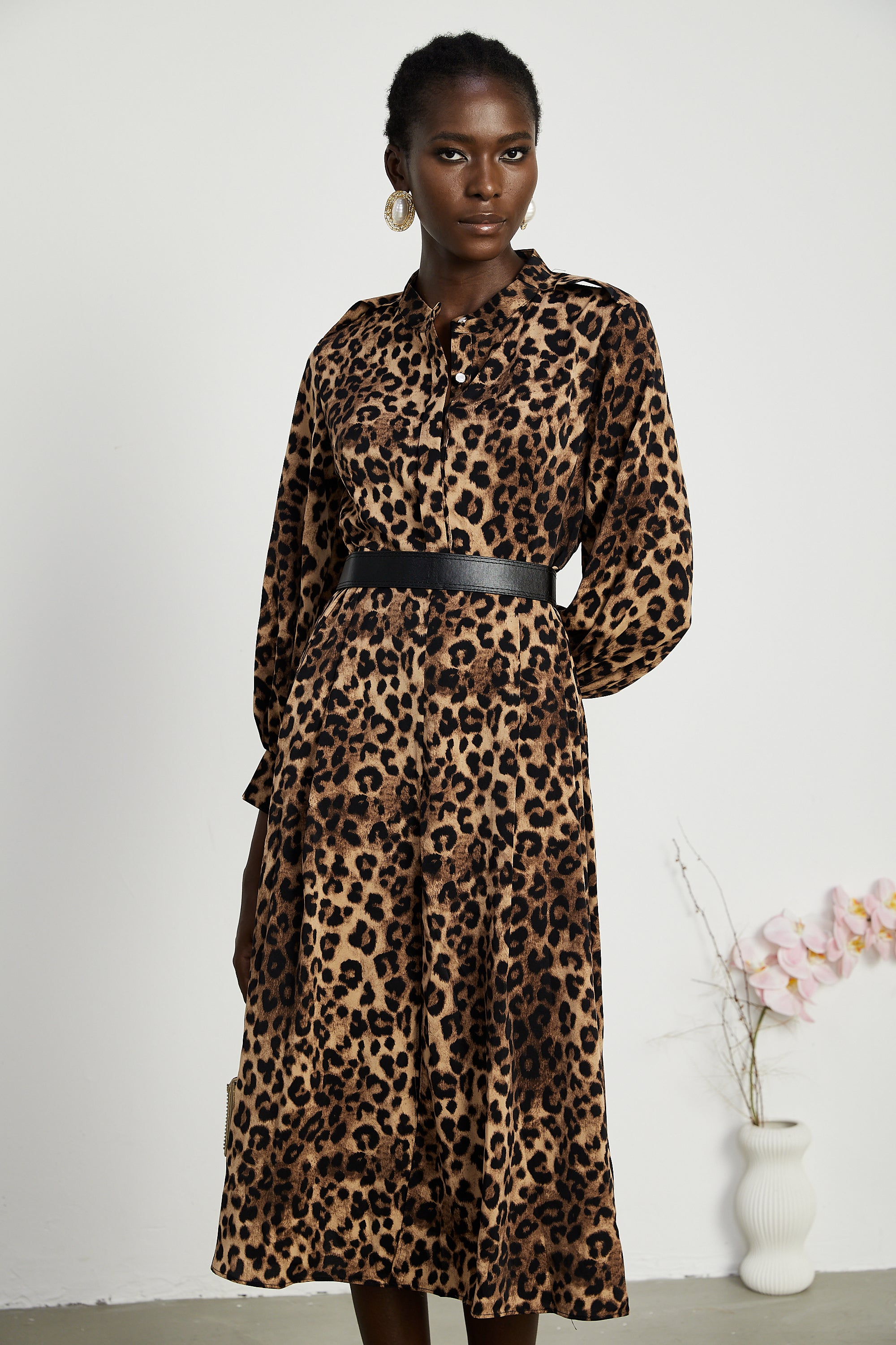 Geneviève leopard-print midi dress