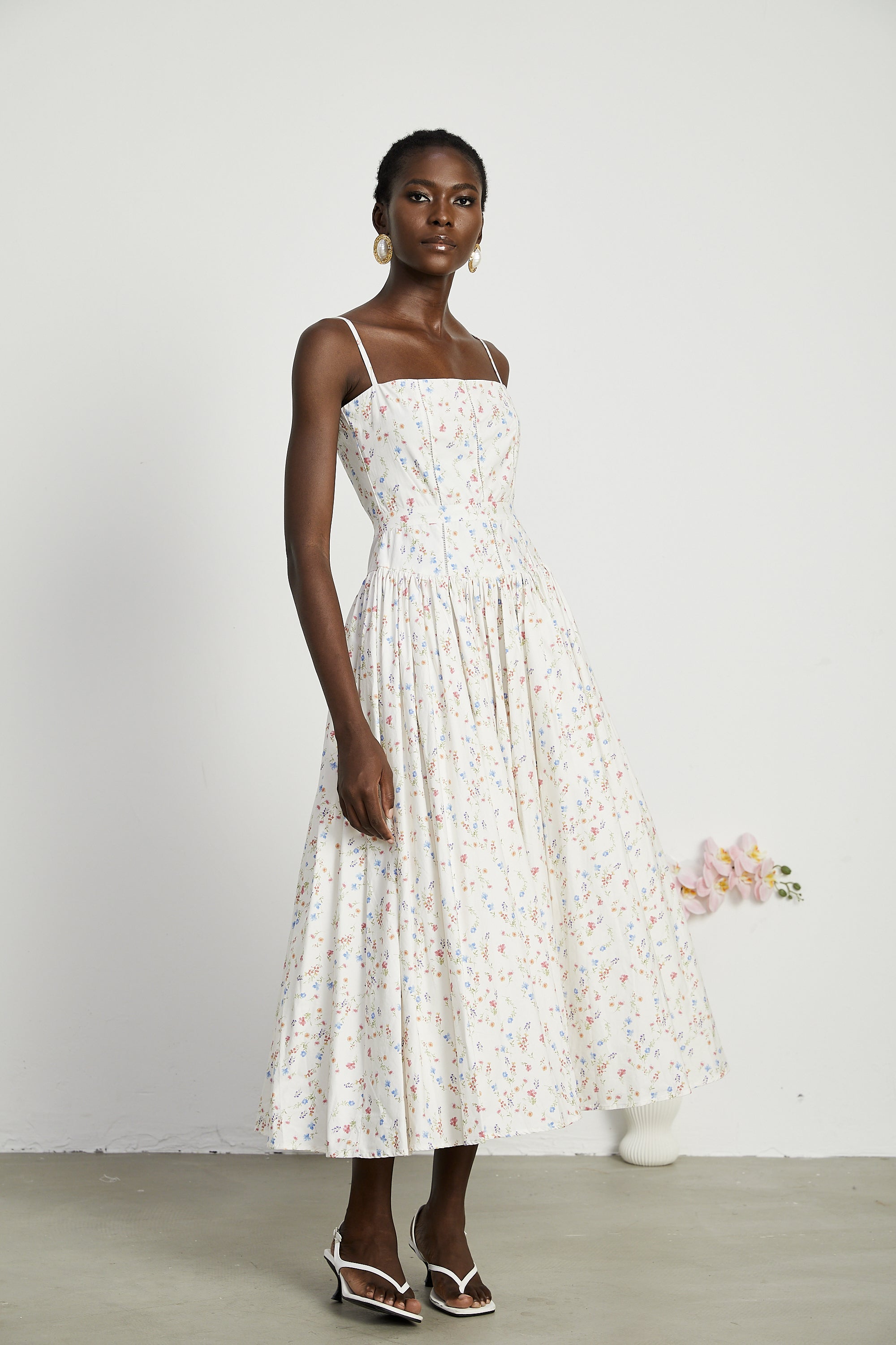 Raphaëlle floral-print pleated midi dress