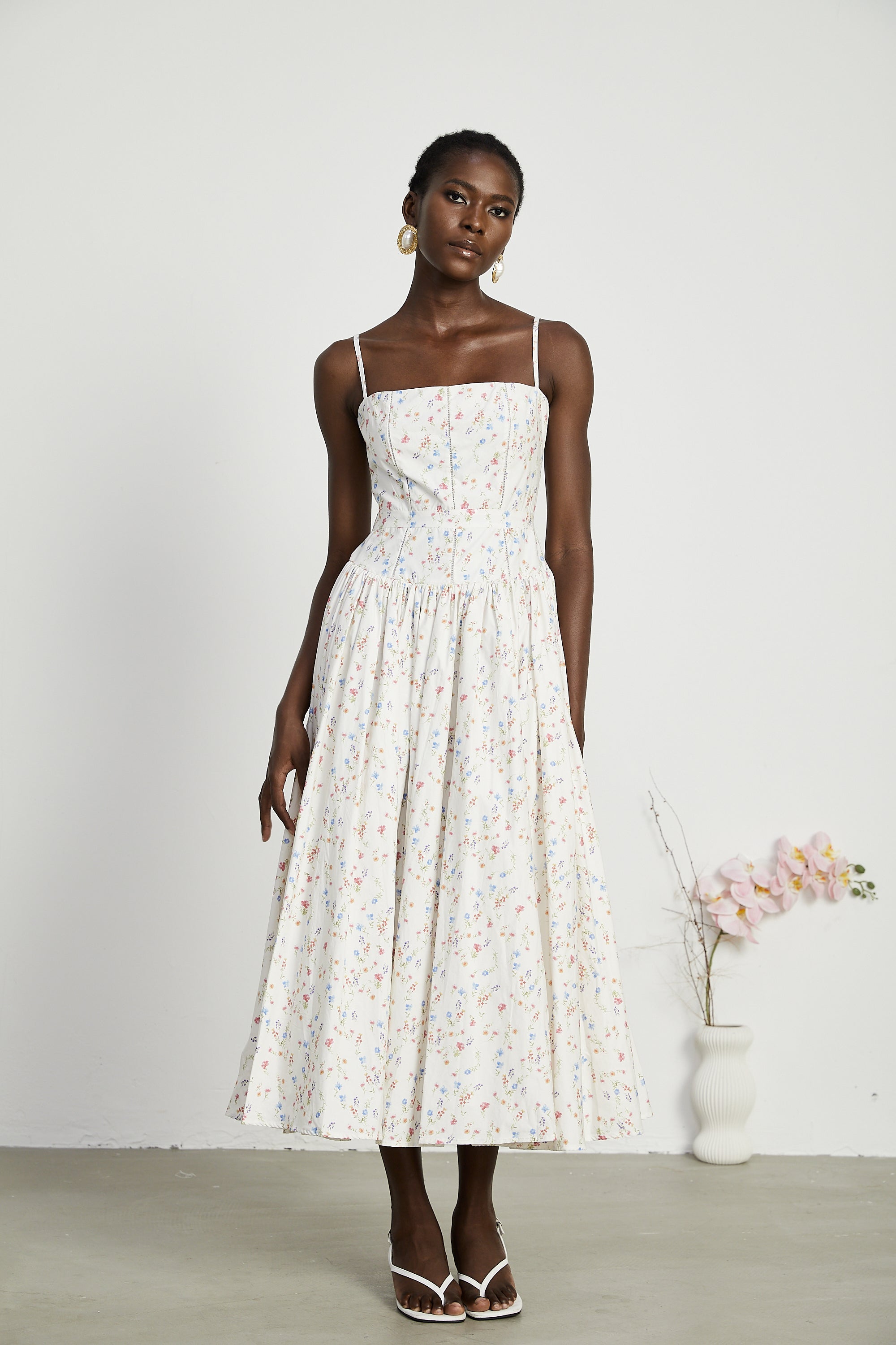 Raphaëlle floral-print pleated midi dress