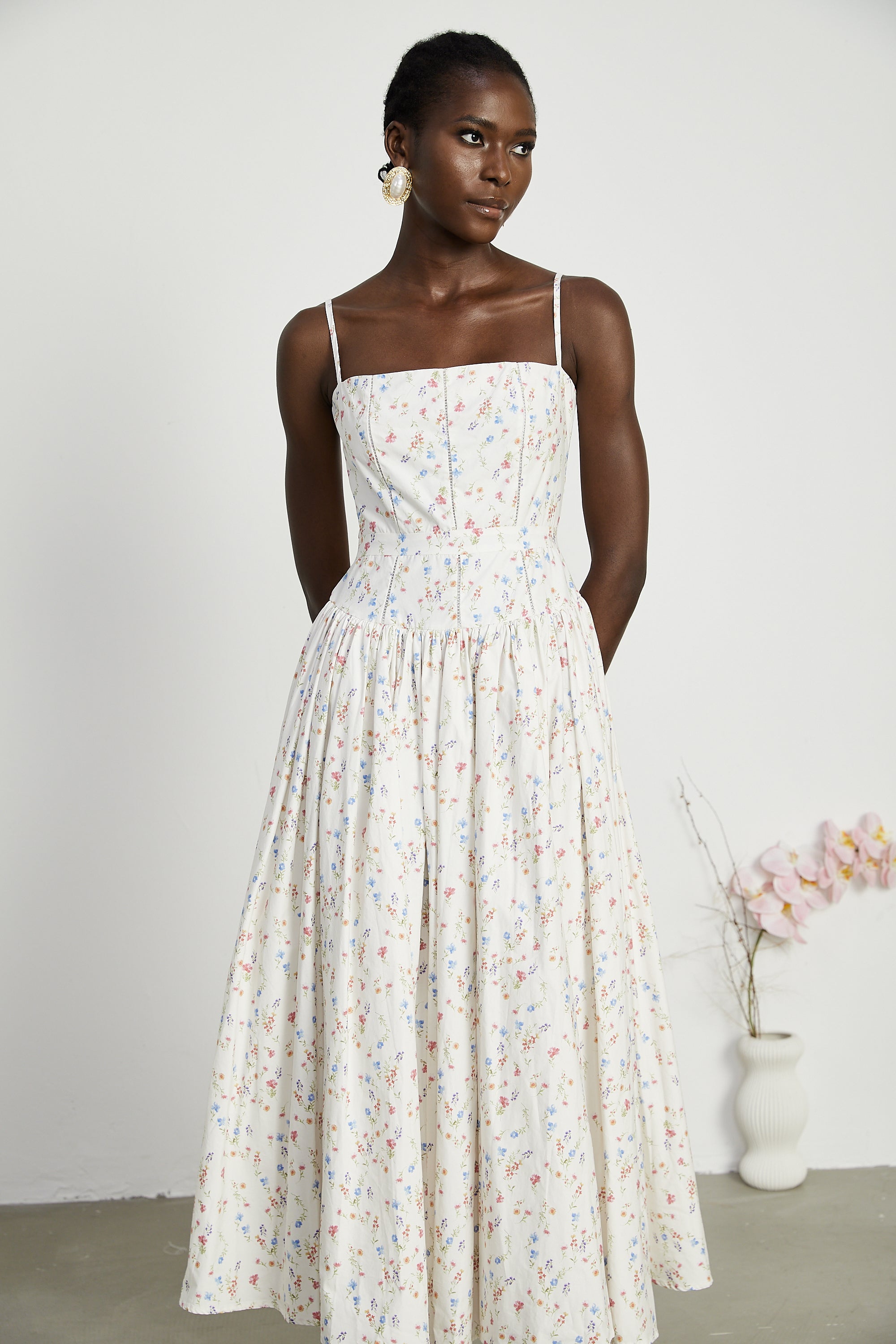 Raphaëlle floral-print pleated midi dress