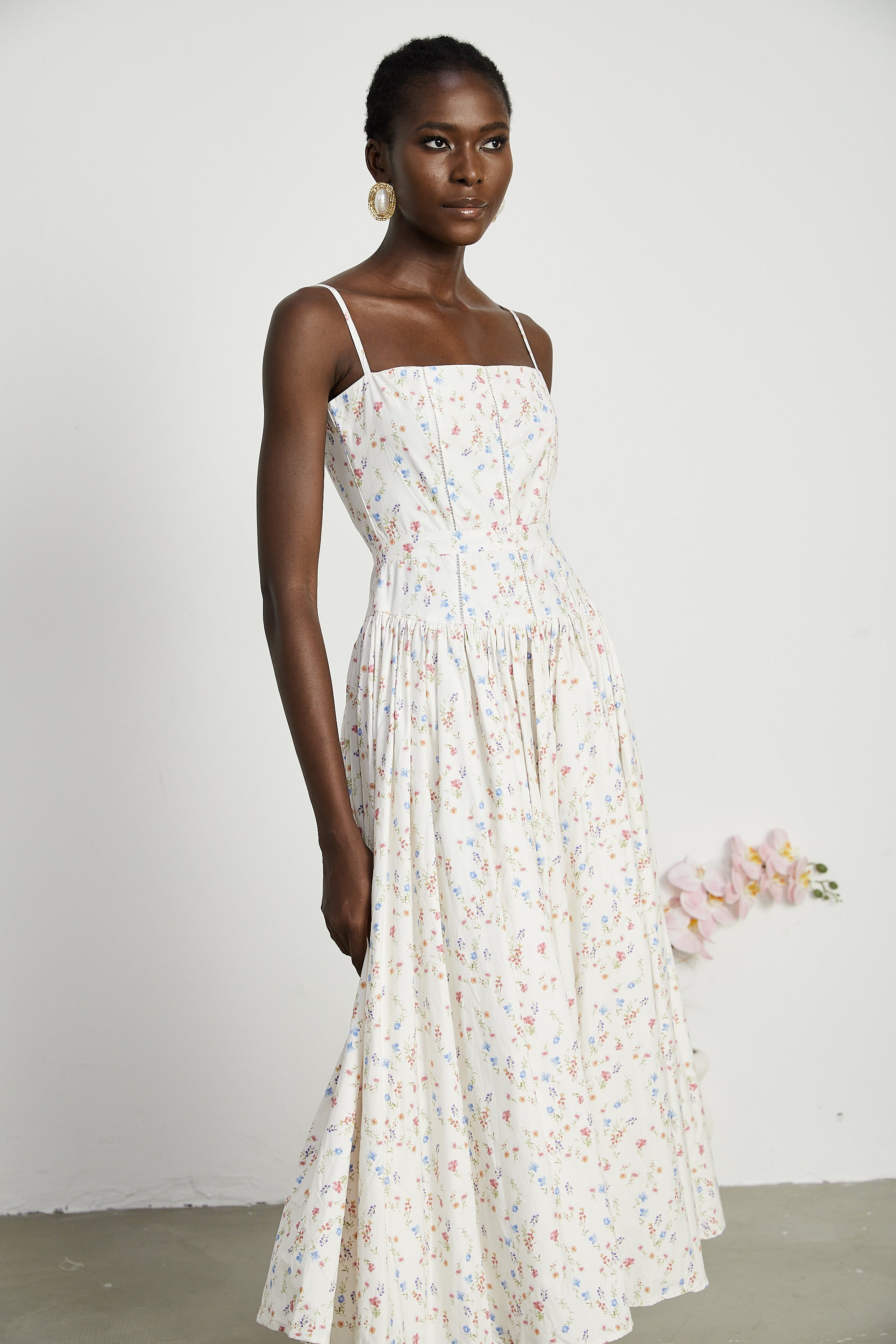 Raphaëlle floral-print pleated midi dress