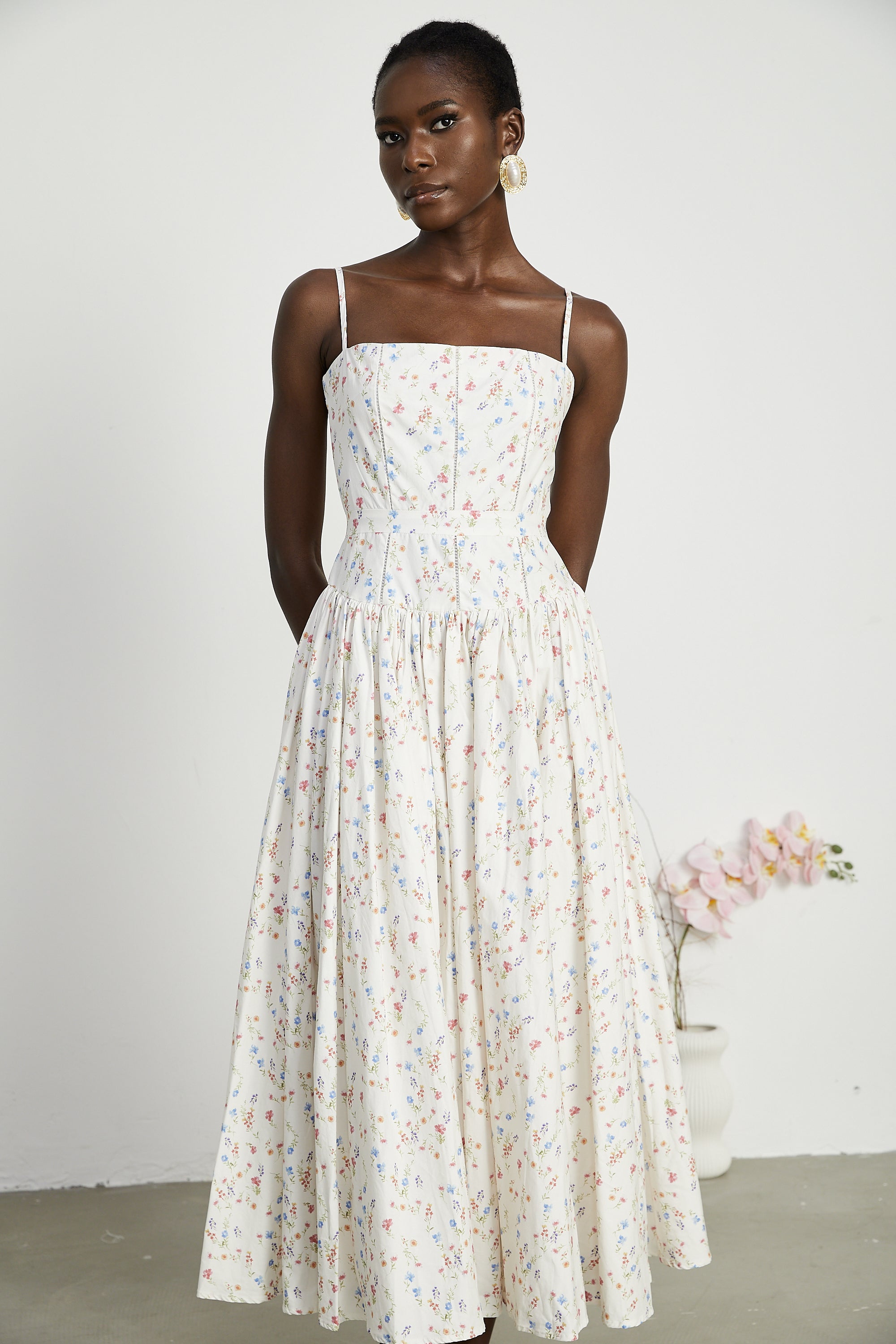 Raphaëlle floral-print pleated midi dress