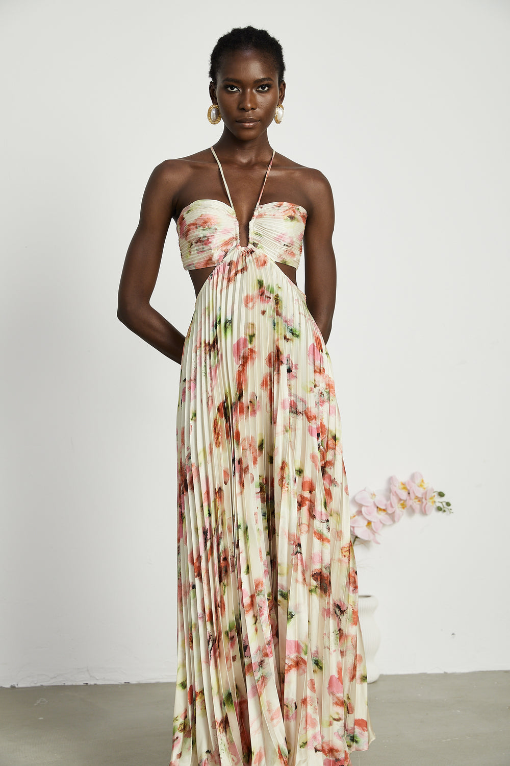 Floral Print Pleated Maxi Dress main image 0