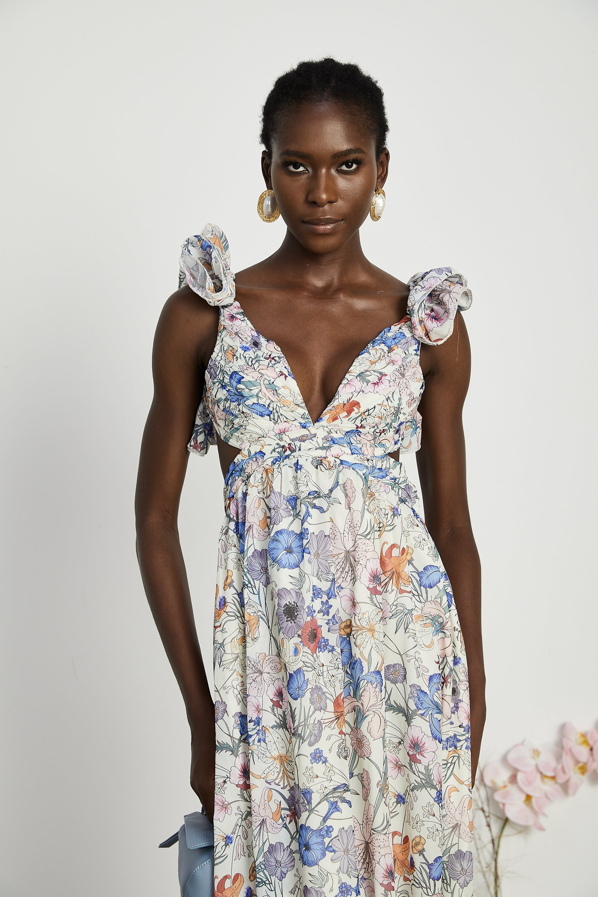 Rosalie floral-print cut-out maxi dress