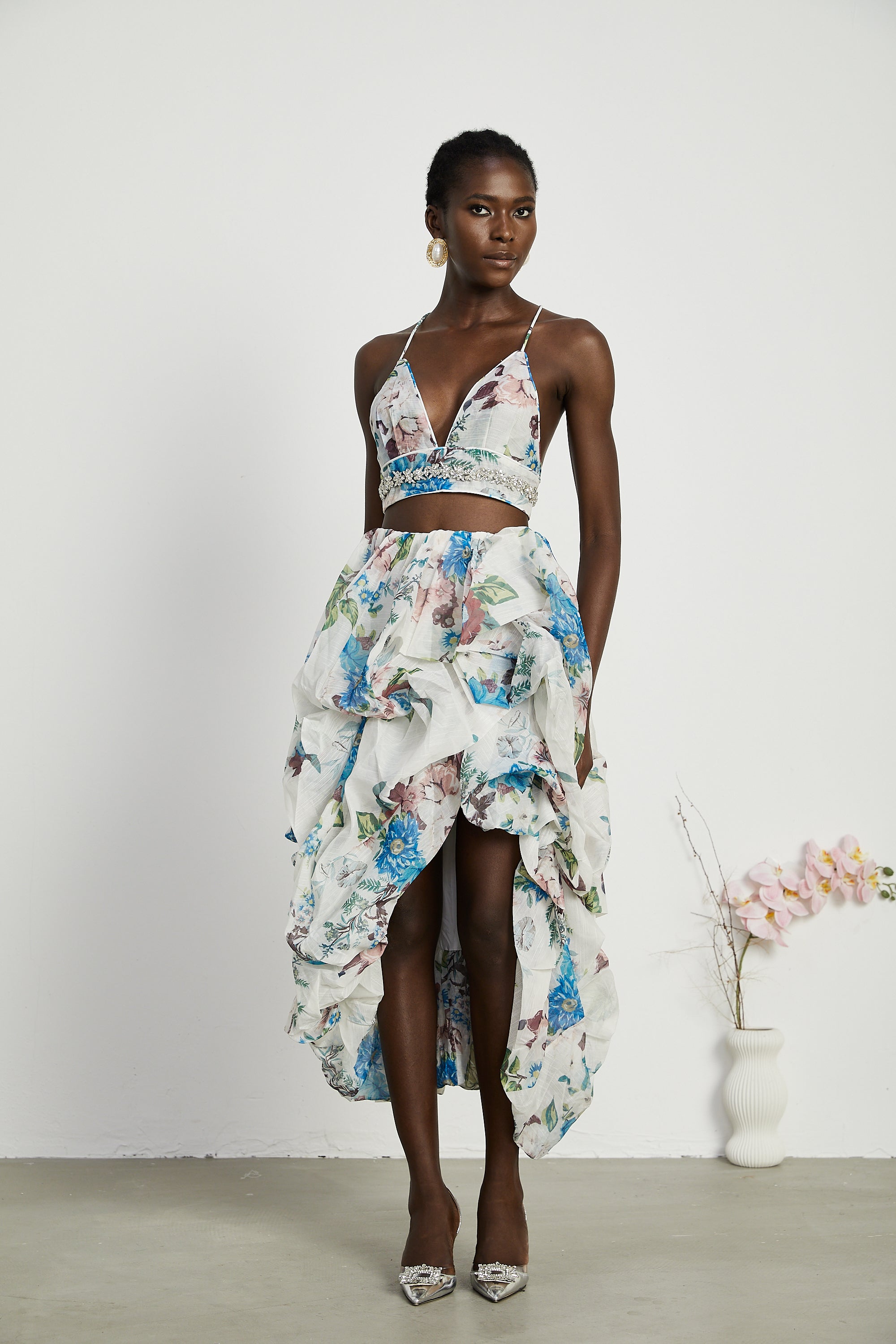 Mélisande floral-print top & skirt matching set