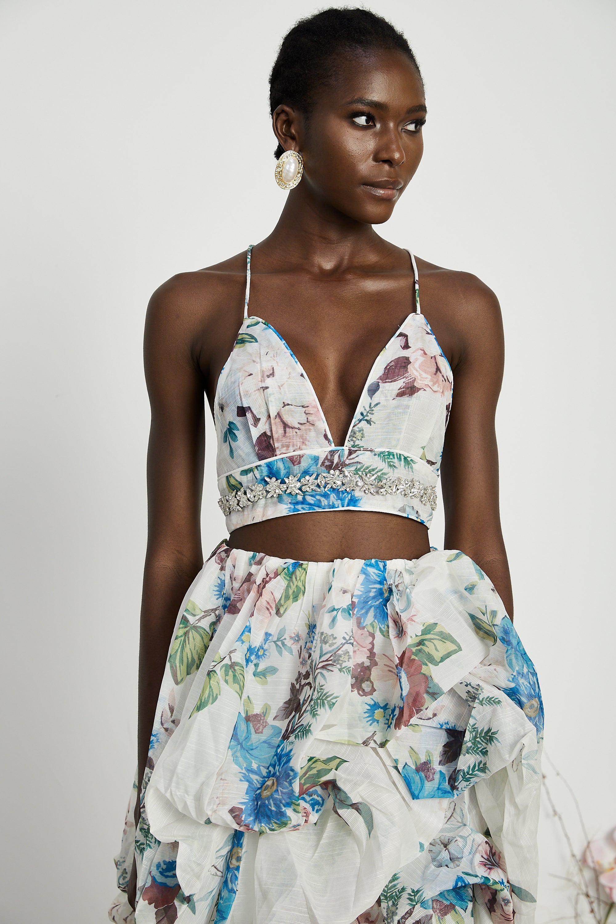 Mélisande floral-print top & skirt matching set