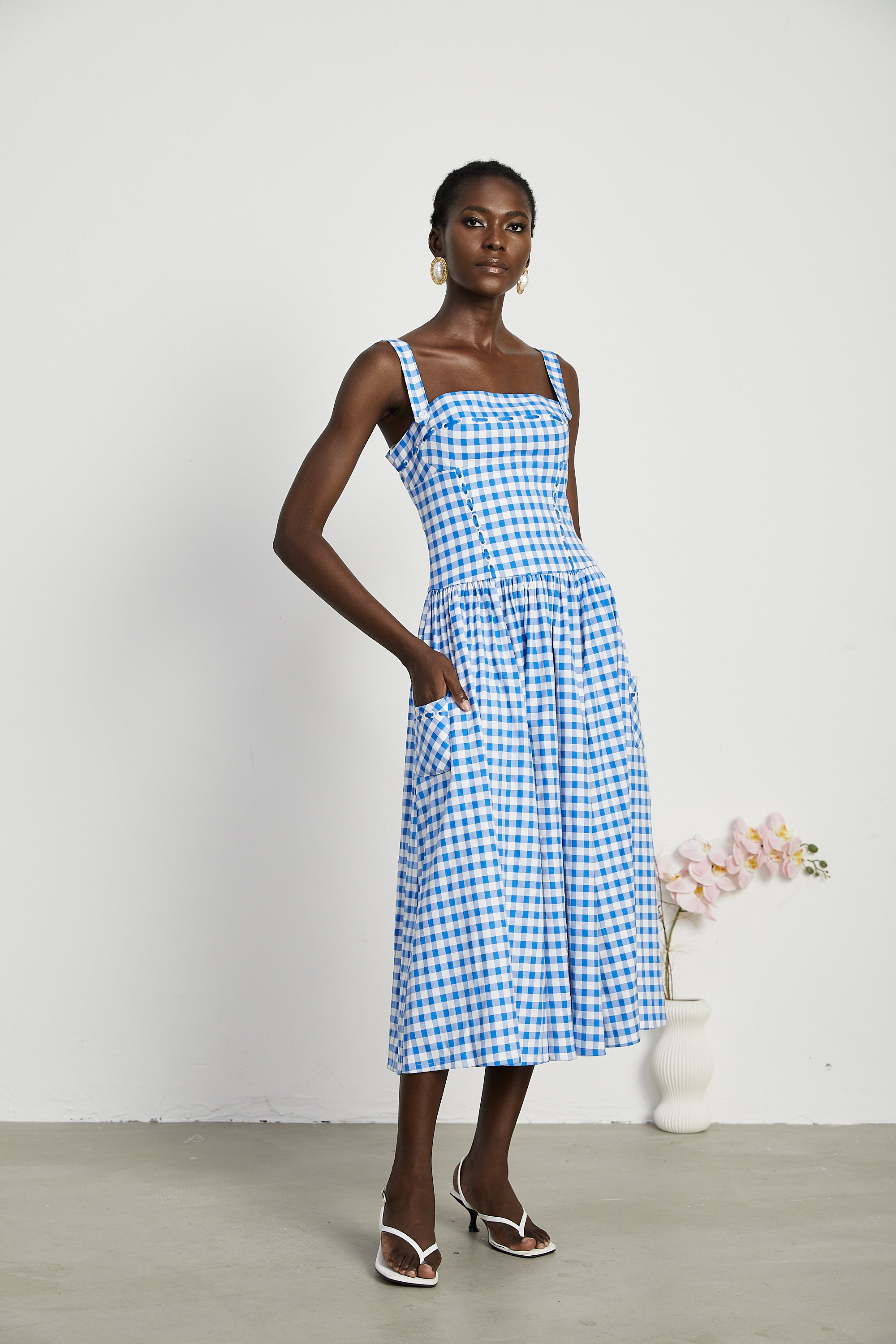 Diane gingham midi dress