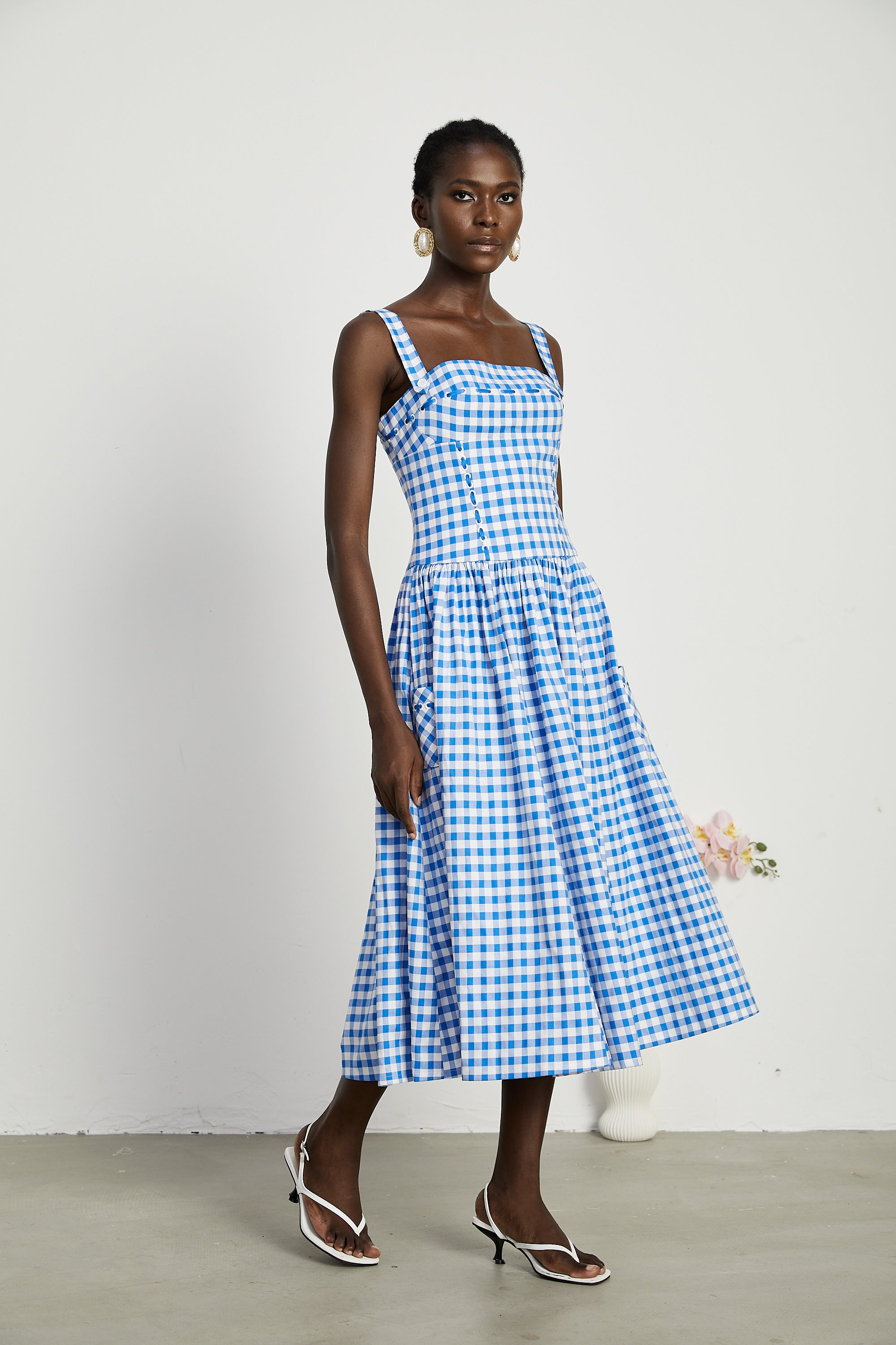 Diane gingham midi dress