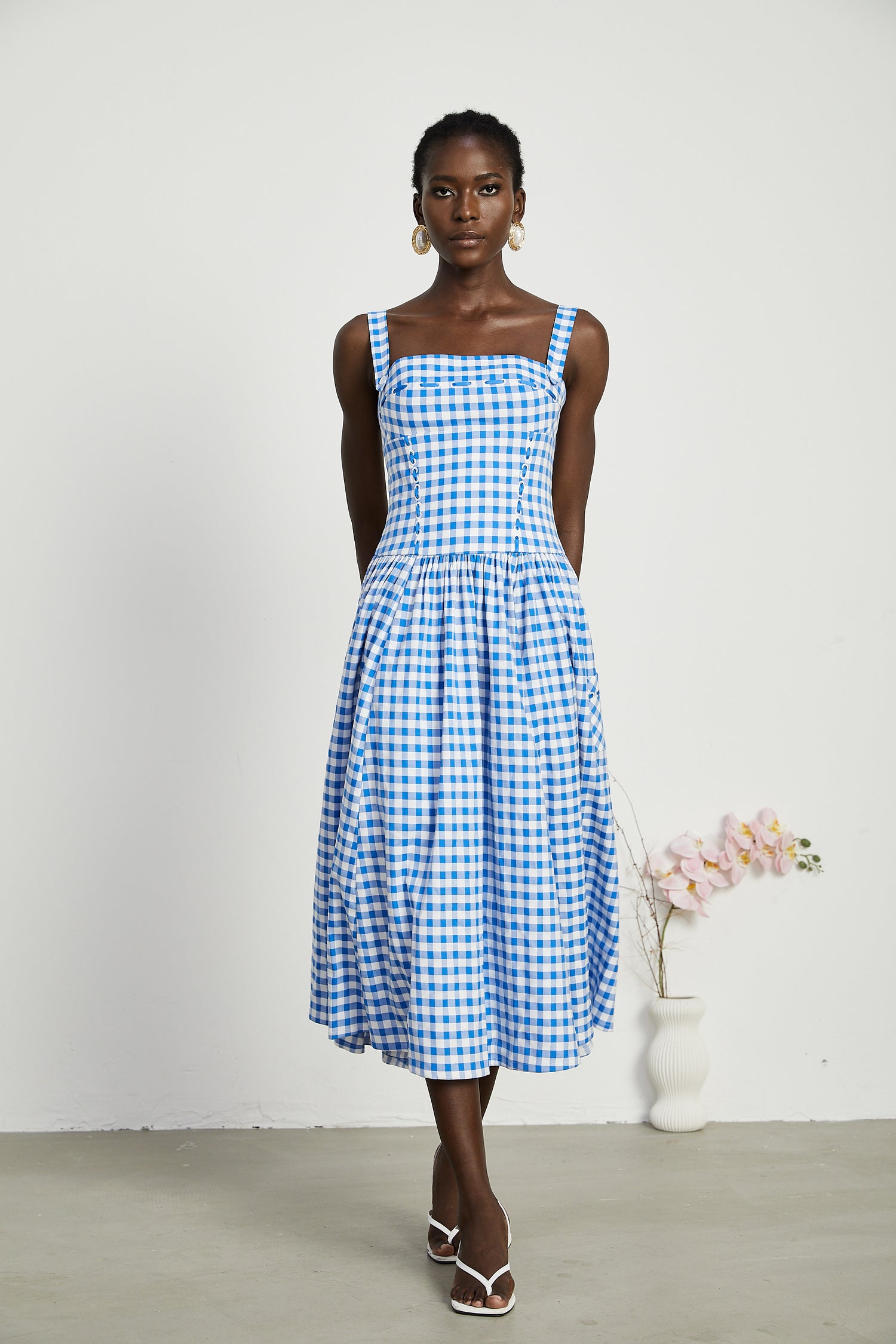 Nadine Gingham Midi Dress