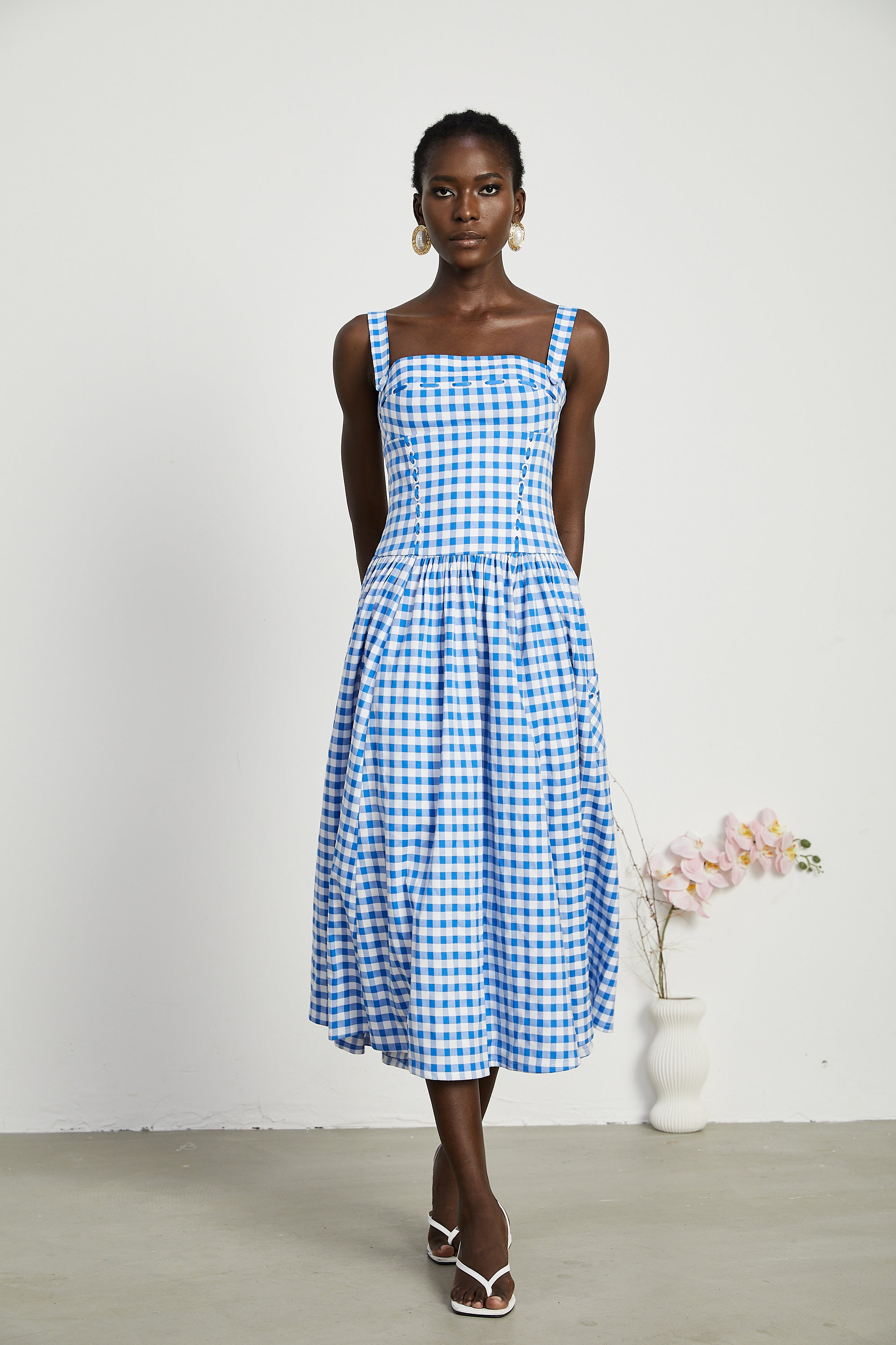 Diane gingham midi dress