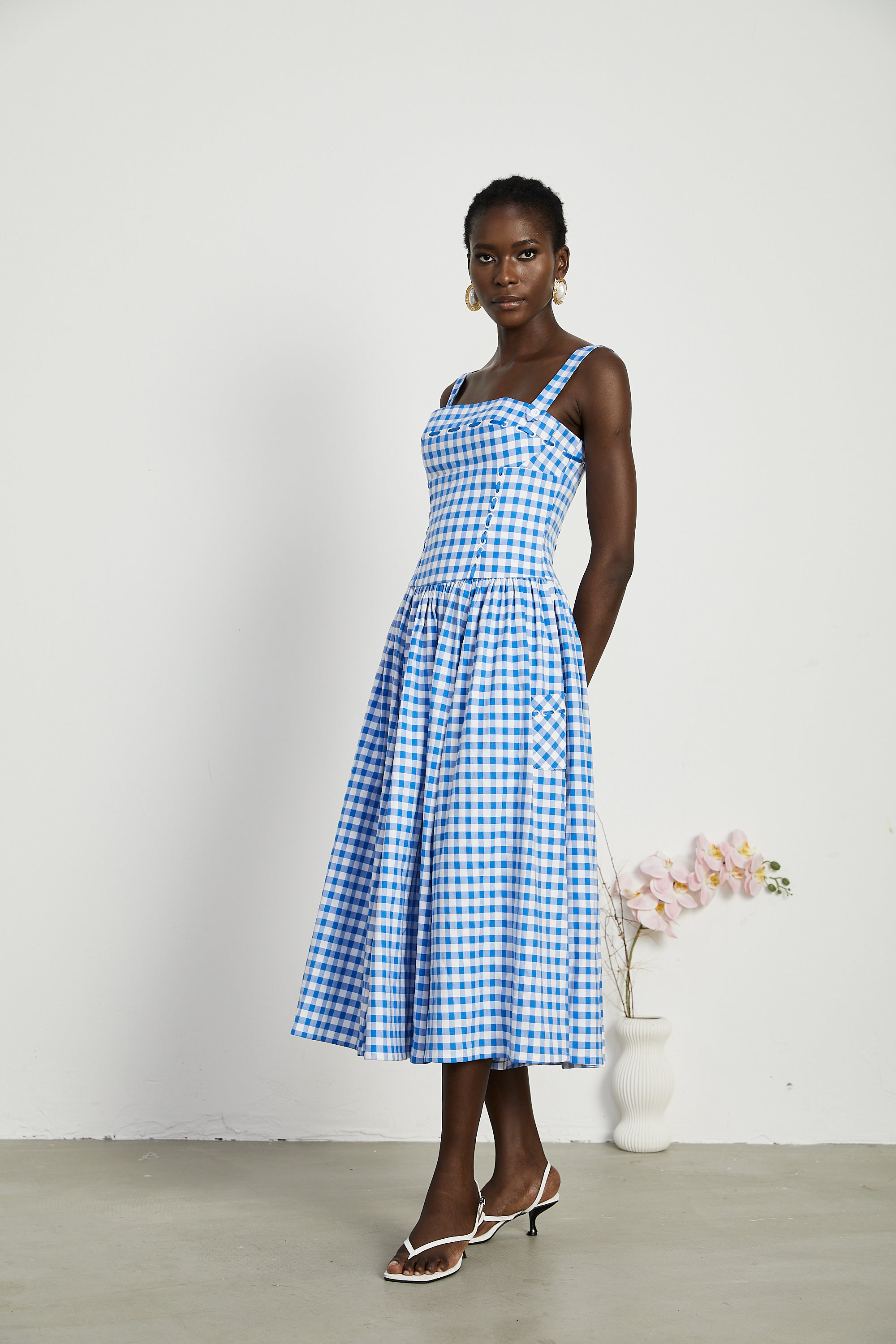 Diane Midikleid aus Gingham-Gewebe