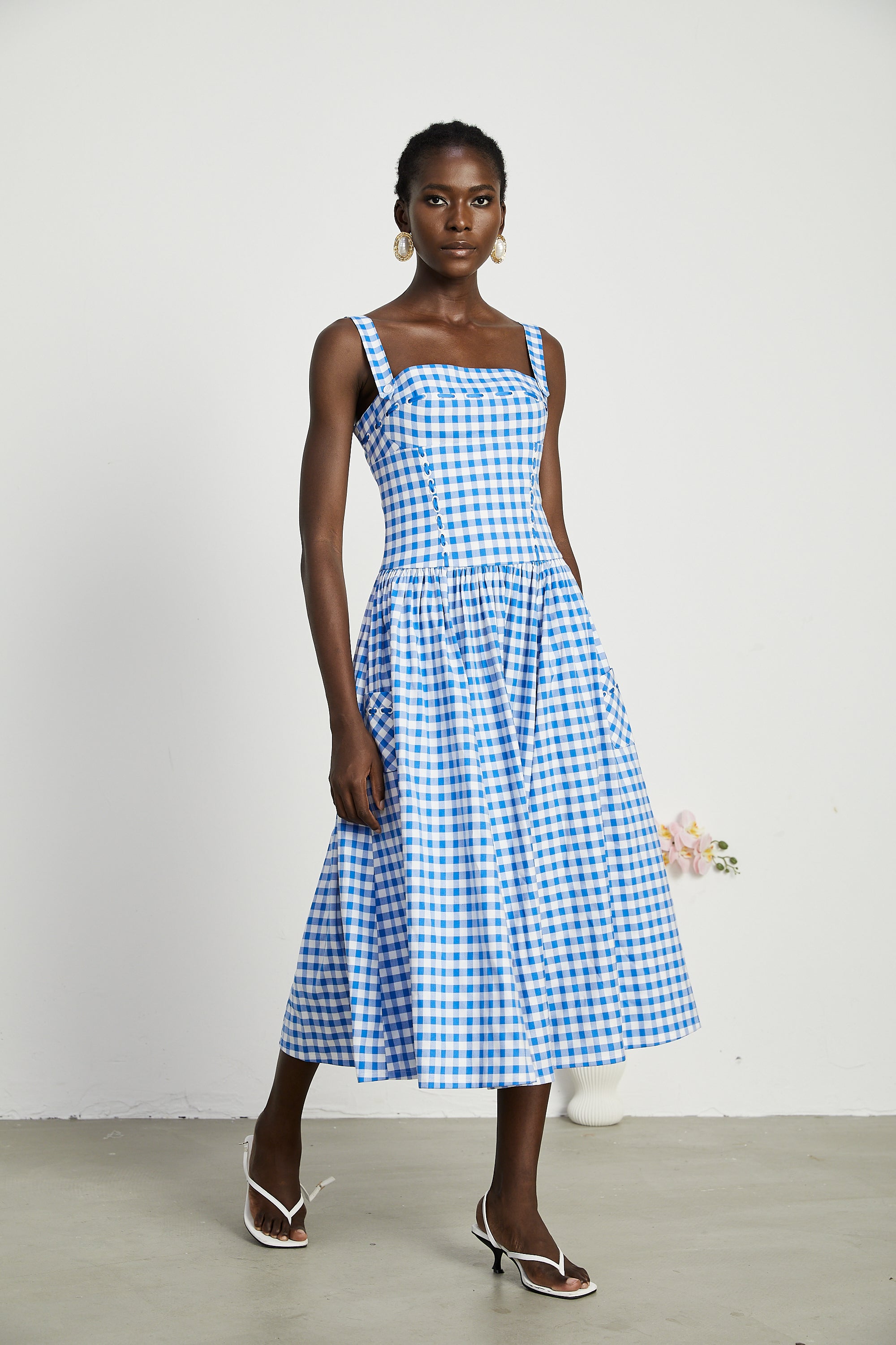 Diane Midikleid aus Gingham-Gewebe