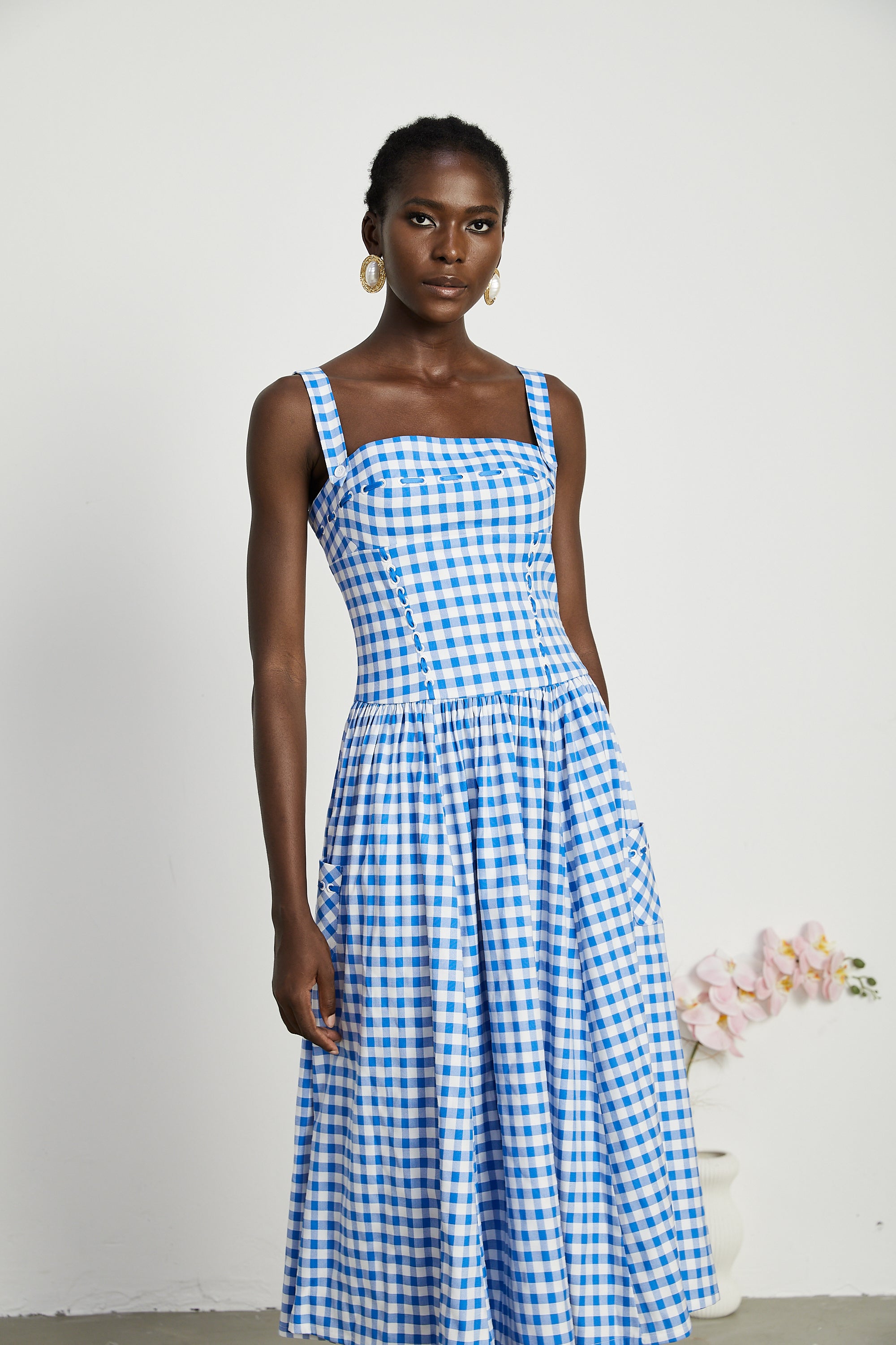 Diane gingham midi dress