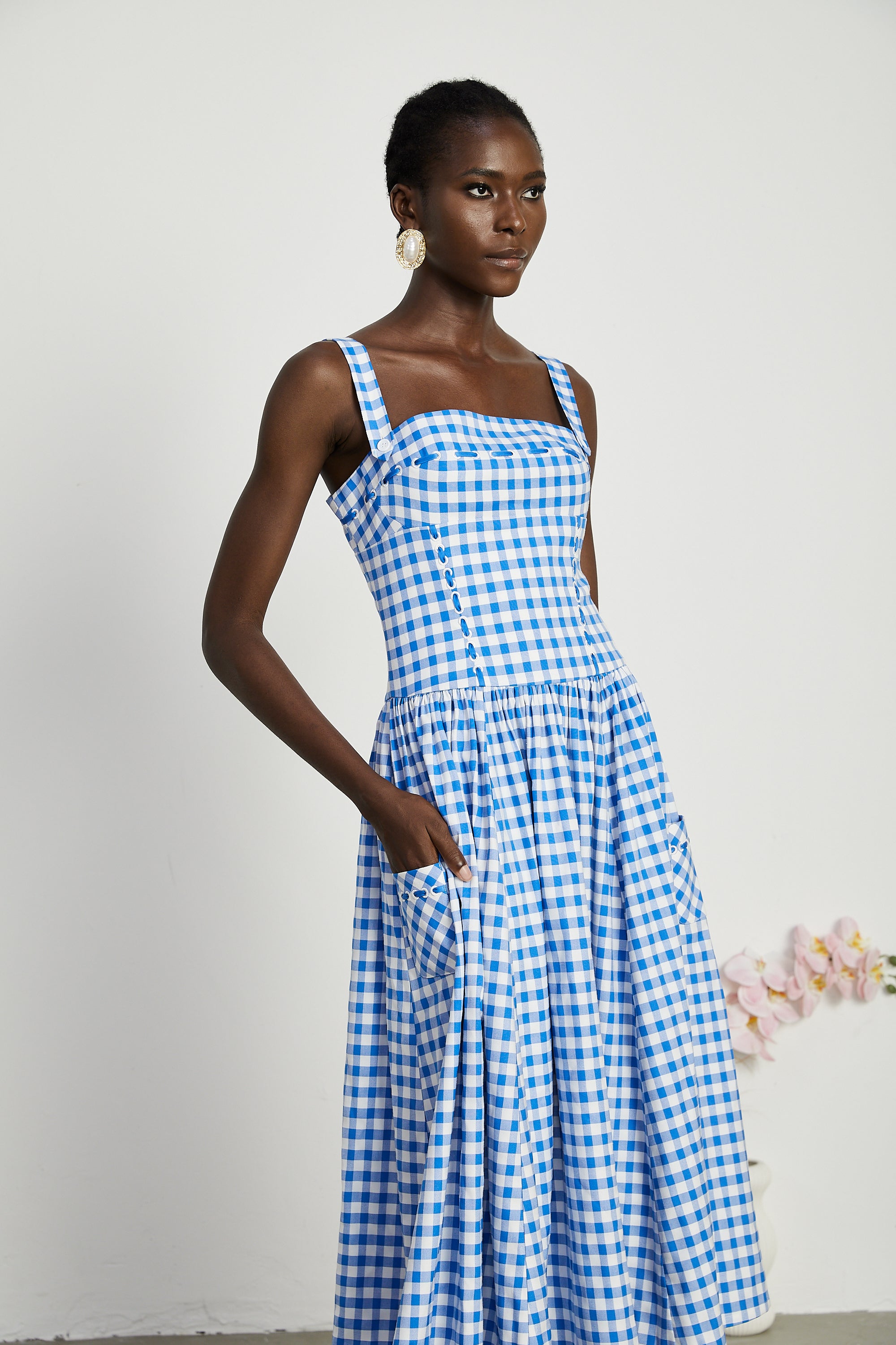 Diane Midikleid aus Gingham-Gewebe