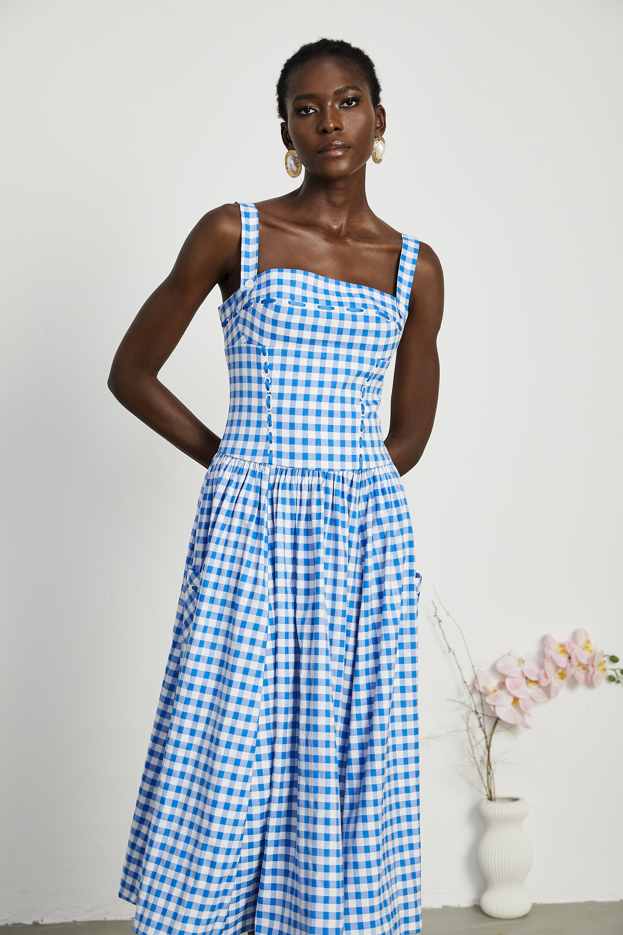 Diane gingham midi dress