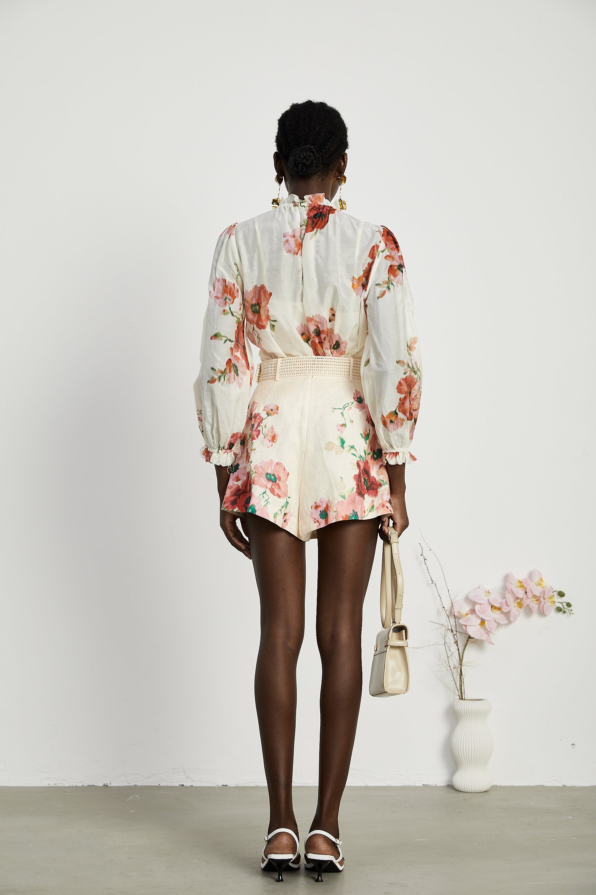 Chantal floral-print shirt & shorts matching set