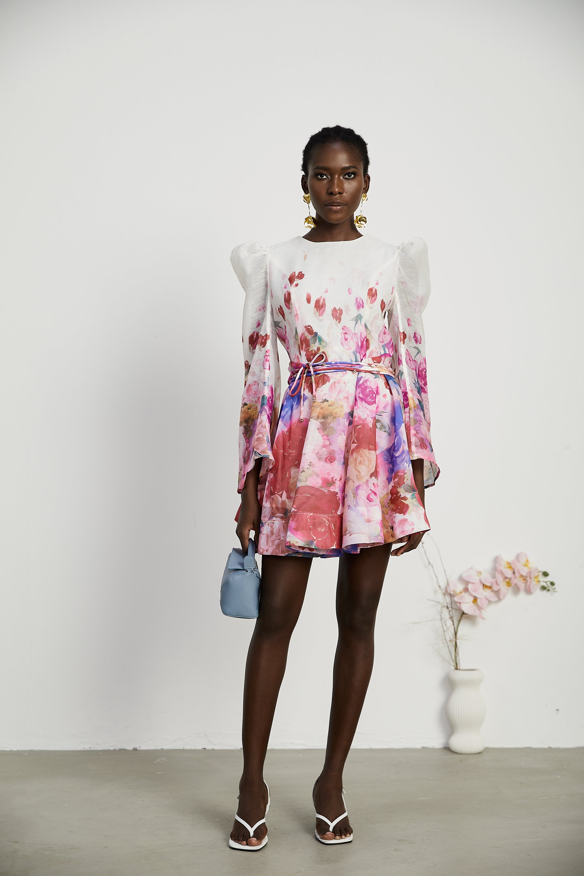 Marjolaine floral-print belted mini dress