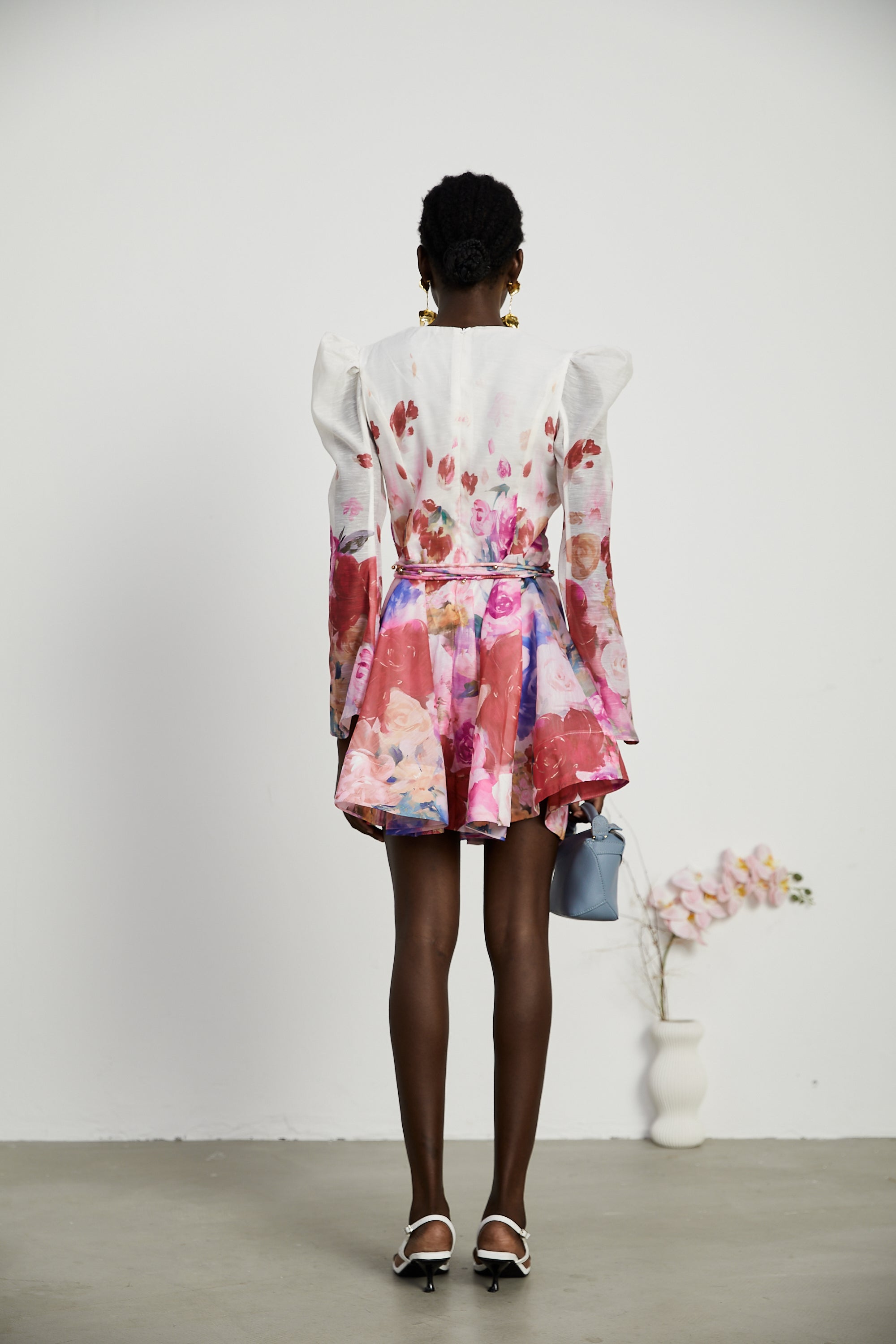 Marjolaine floral-print belted mini dress